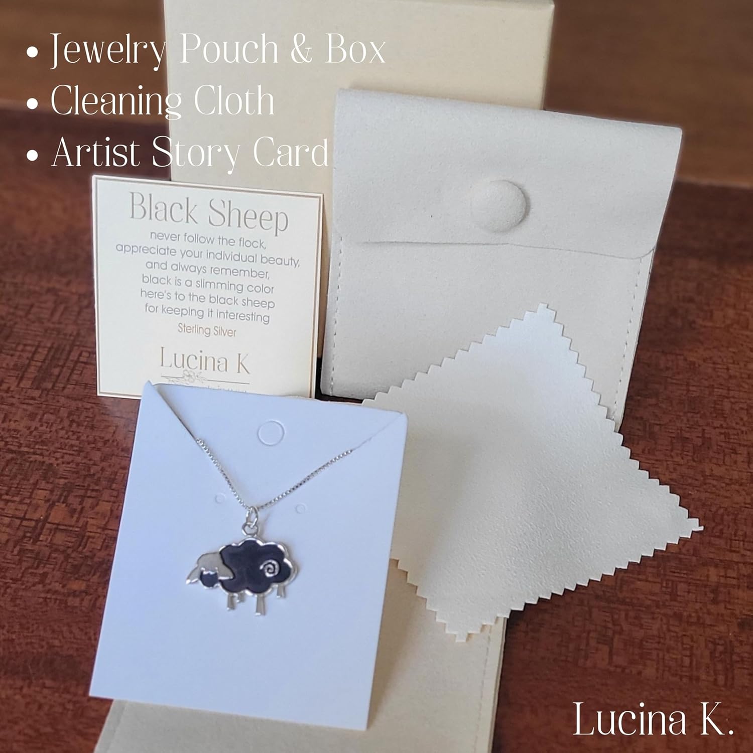 Black Sheep Necklace Sterling Silver - Gift Boxed with Inspirational Story Card -Symbolizes Breaking Away from the Herd - Handcrafted in USA