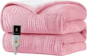 Heated Blanket Electric Blanket Throw 50”X60”-Heating Throw with 9 Heat Settings-10 Hours Auto Off,ETL Certified,Machine Washable (Light Pink)