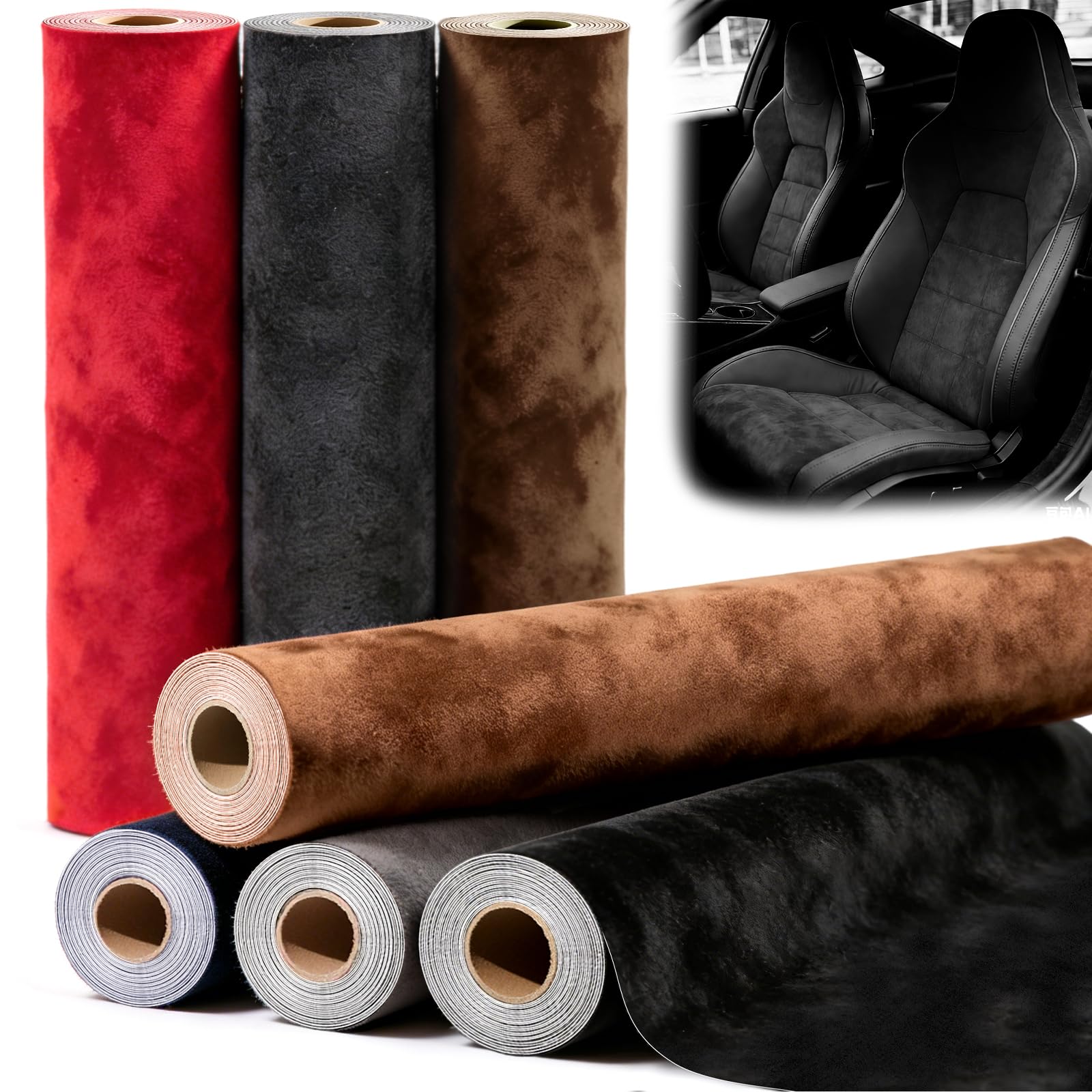 mawmuaw Velvet Fabric Self Adhesive 300x43 cm Dark Gray Self Adhesive Suede Fabric Microfiber Faux Suede Felt Stretch Film for Car Cockpit Interior Dashboard Wrap DIY Furniture Jewelry Drawer