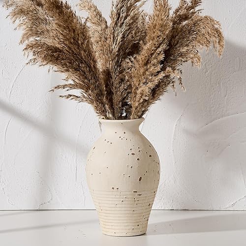 LUKA Jarrón de terracota de 9.2 pulgadas, jarrón rústico de cerámica para casa de campo, inauguración de la casadecoración de Navidad para