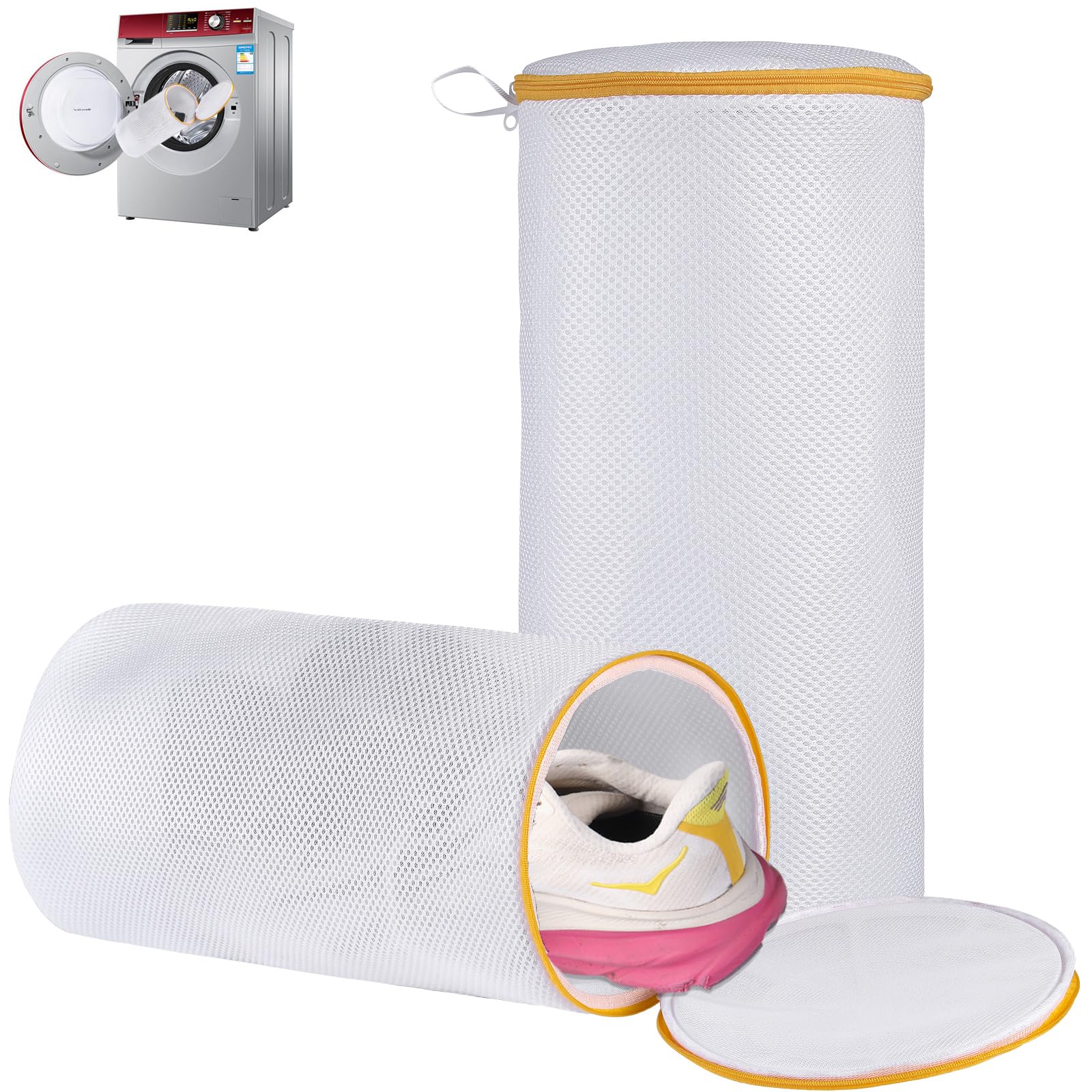 Owl Focus Shoe Washing Machine Bag, Laundry Shoe Bag for Washer and Dryer, White Sandwish Mesh, 2L(8x15in)
