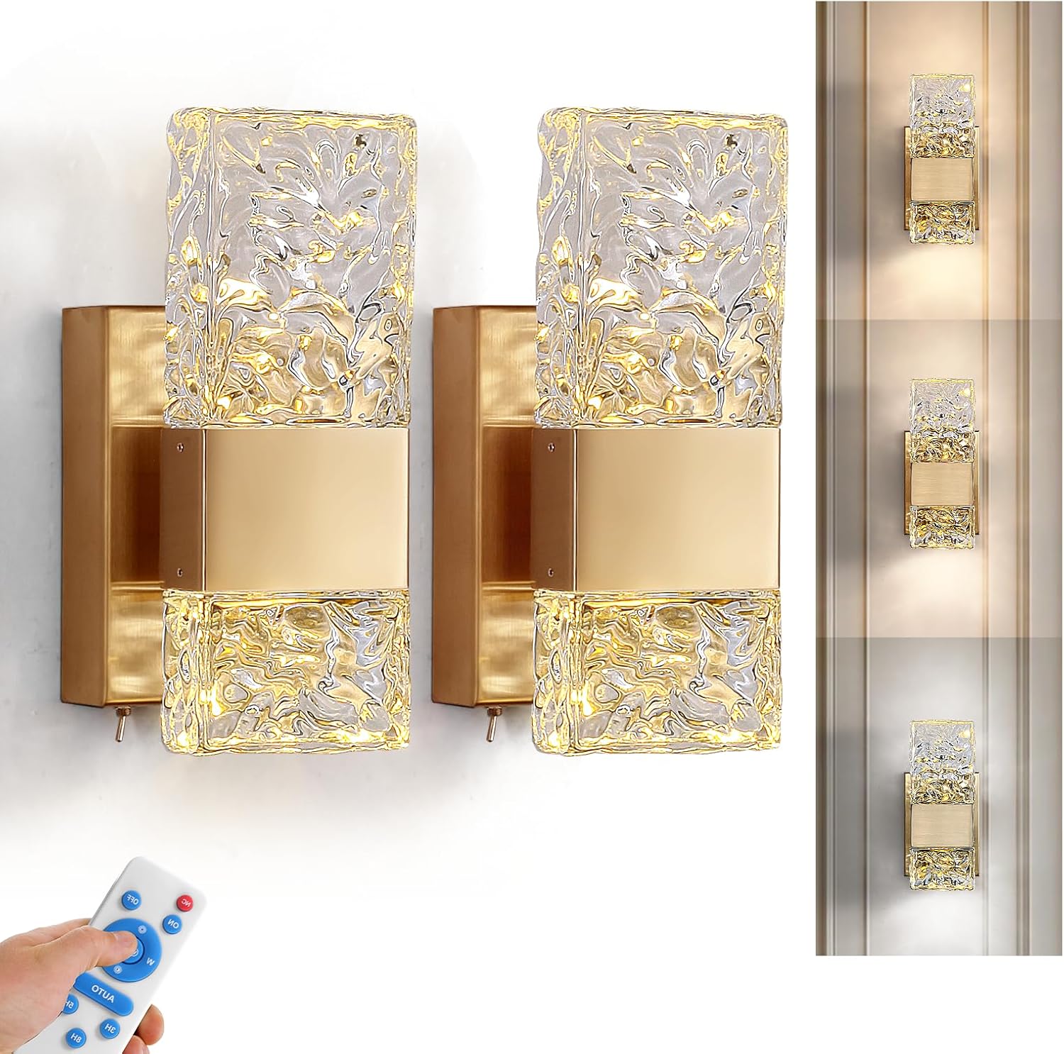 camuucci Battery Operated Wall Sconce 10000mAh Gold Battery Powered Wall Light Indoor Not