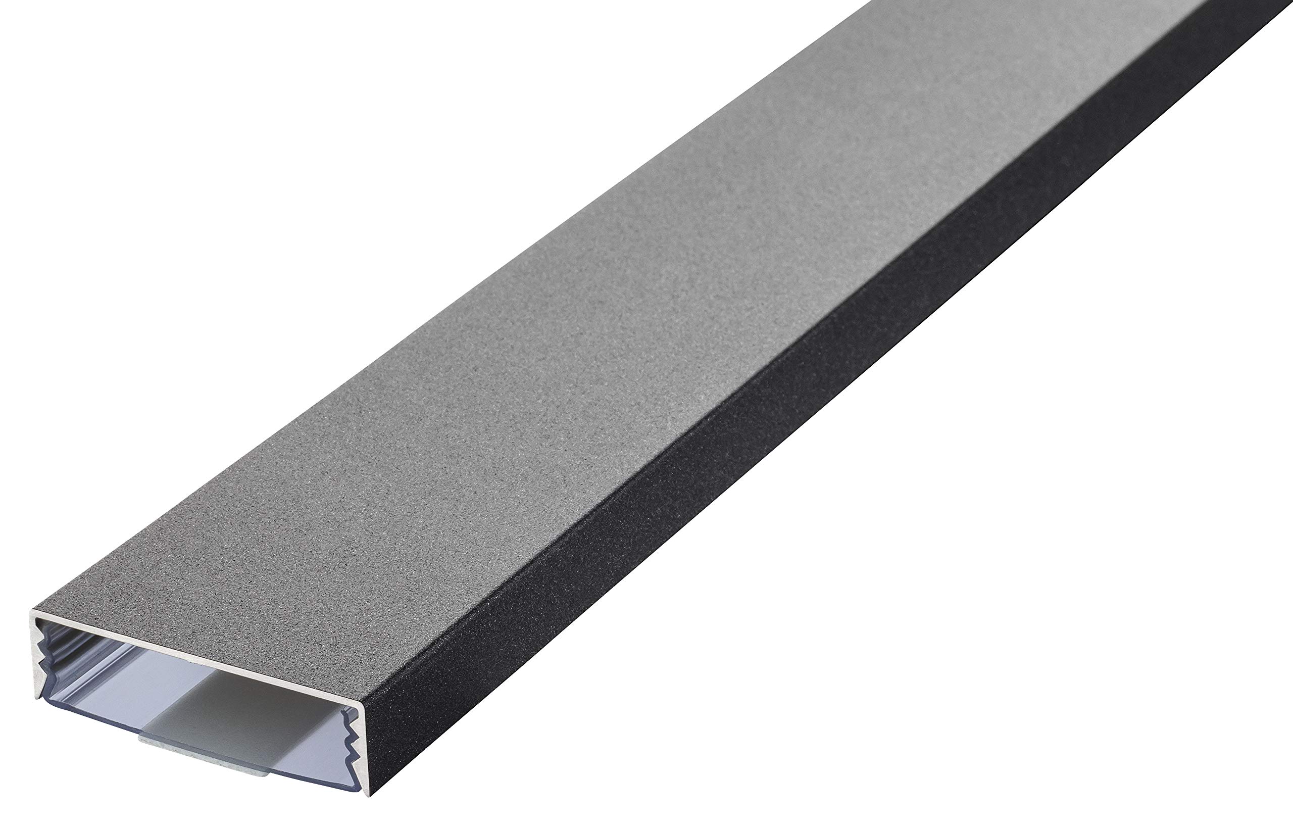 Flacher Design Aluminium Kabelkanal lackiert in Gusseisen Style Anthrazit Feinstruktur selbstklebend 50 mm x 15 mm Alunovo Kabelschacht Leitungskanal Installationskanal (Länge: 120cm)