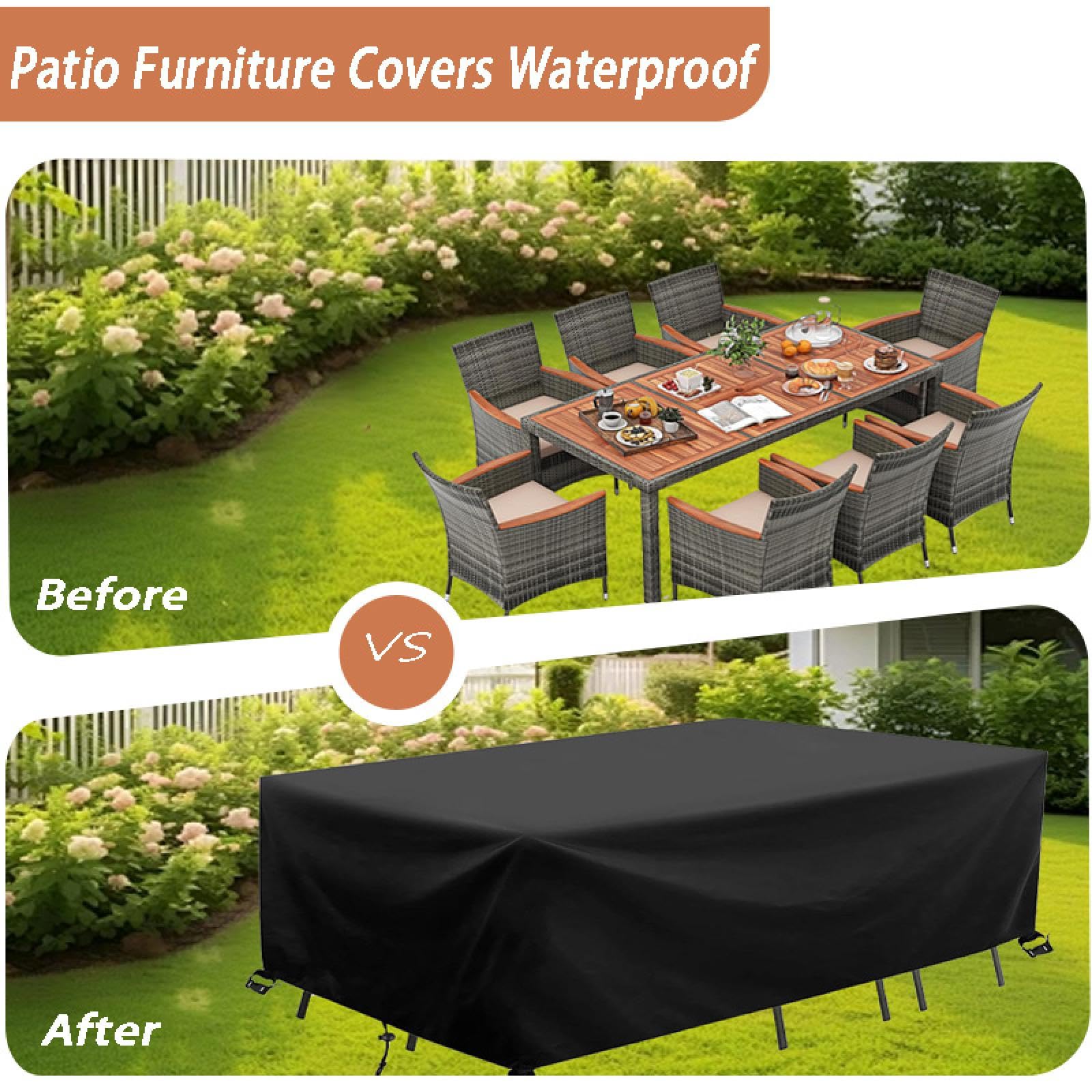 Bache Table Exterieur 160x110x80cm/LxWxH Housse de Table Jardin Imperméable,Housse de Protection Bâche Salon de Jardin Exterieur, Anti-UV 600D Tissu Oxford avec Boucles Et Cordon De Serrage