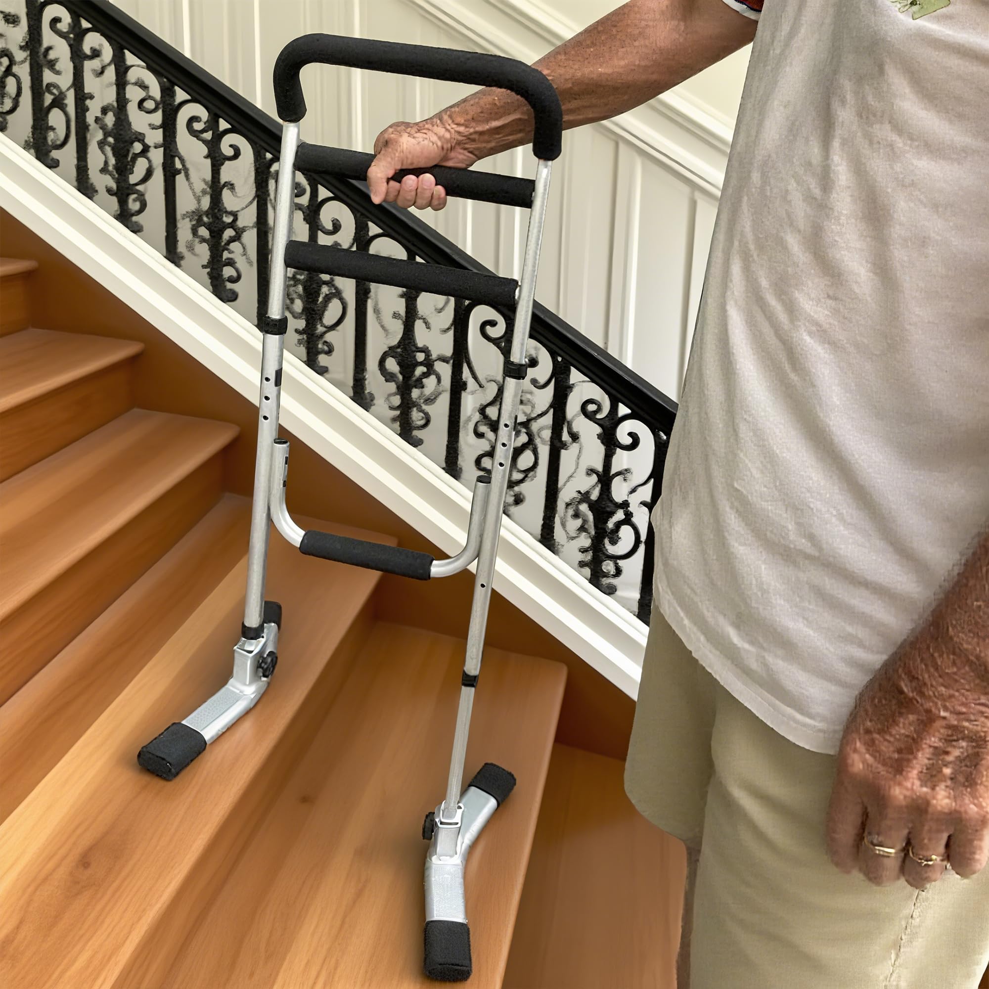Stair Assist Cane, Stand Assist Aid for Elderly Adjustable Aluminum Assistive Device Portable Lift Stair Assist Mobility Aid for Seniors for Bed, Couch, Recliner Chair