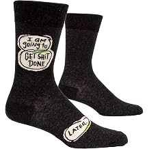 Blue Q Mens Crew Socks Funny Novelty Crazy Gift for Dads, Husbands & Guys, Cool Funky Unique Design - Fits Shoe Size 712