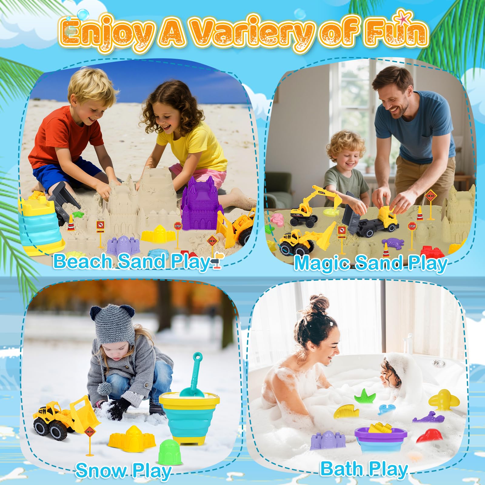 31 Pièces De Plage – Seau, Pelle, Véhicules, Moules, Animaux, Arrosoir – Sac Filet Inclus – Voyage Et Bac à Sable – Pour Enfants 3-6 Ans – Cadeau été