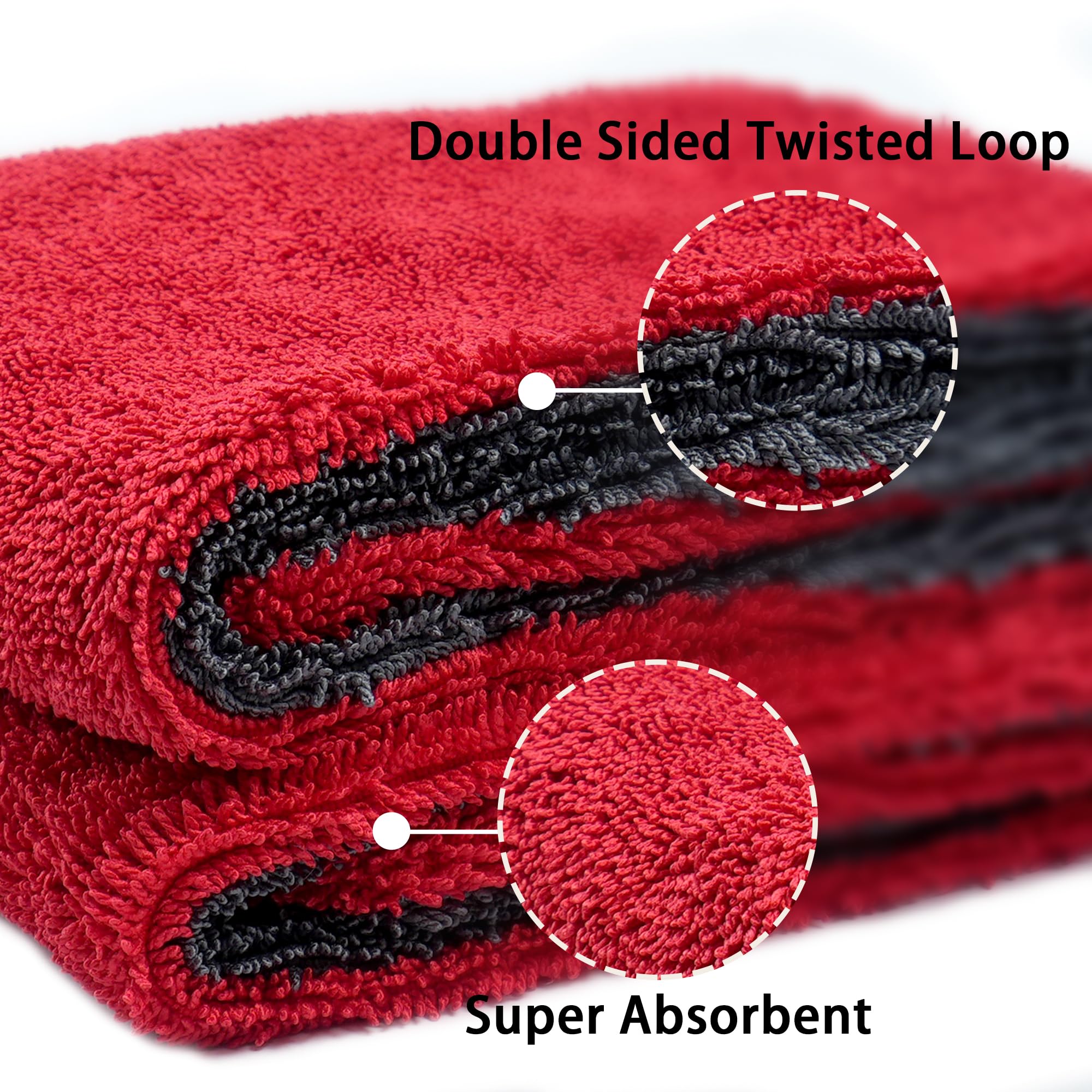 LIVOS Paquete de 2 toallas de secado de coche, toallas de microfibra de alta calidad para automóviles, 1000 g/m², diseño de bucle trenzado sin bordes, sin rayas, arañazos o manchas de agua, toalla de