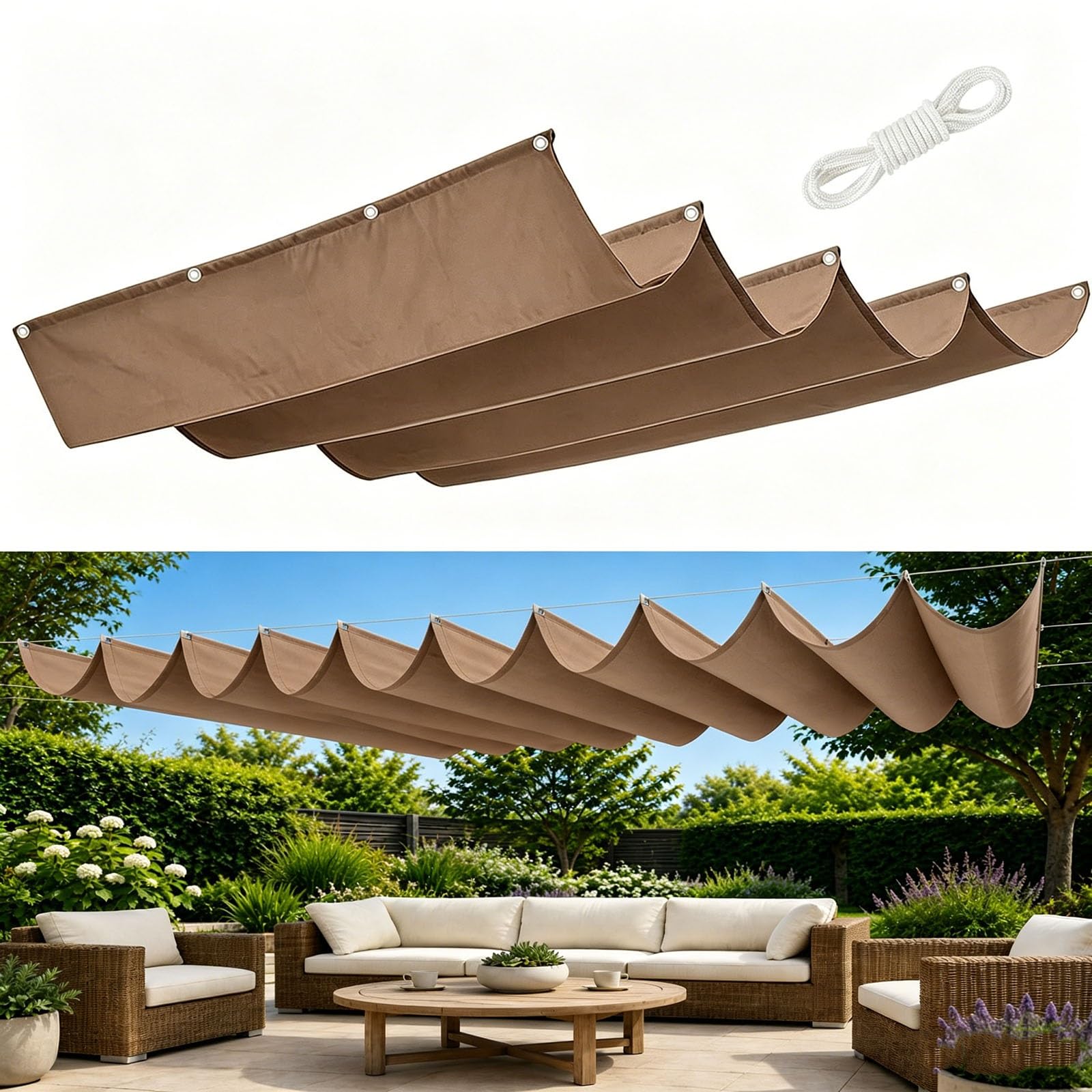 Toile ombrage pour patio rétractable anti-UV et indéchirable