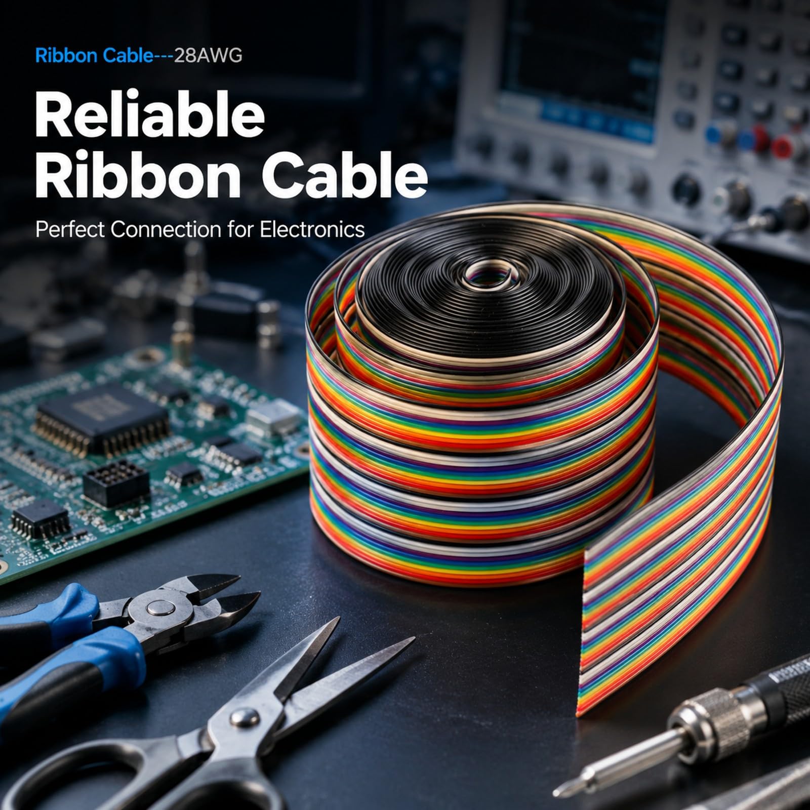Cavo Flat a Nastro Arcobaleno 40 Poli, Passo 1,27mm, Larghezza 5,08cm, Lunghezza 3 Metri - Connessioni Affidabili Interni Elettronici, Resistenza Termica e Chimica, Uso Industria (1 metro di