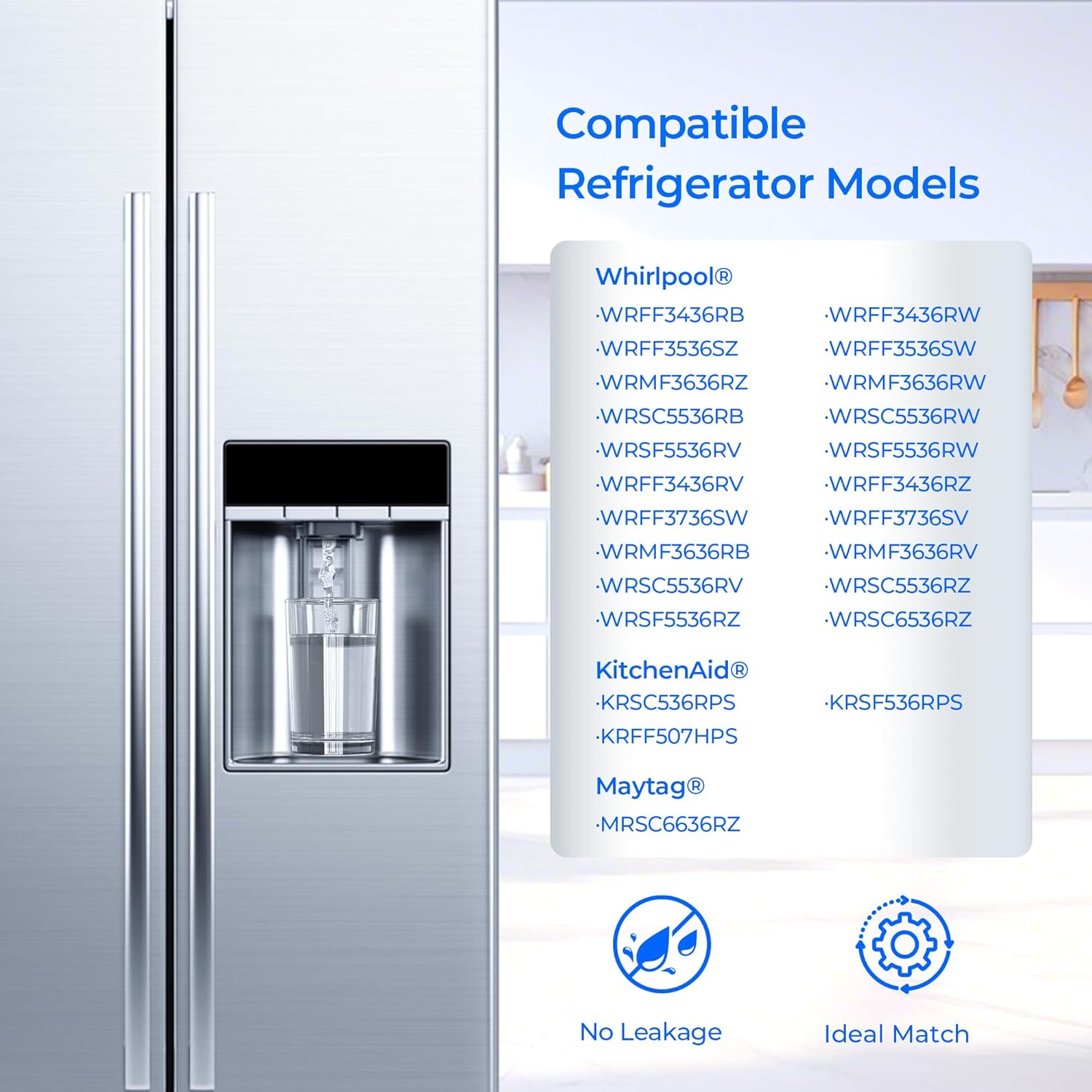 TEEHAY Filter A EDRARXD1 Water Filter, Compatible with Everydrop Filter A, EDRARXD1, Whirlpool WHRARXD1, WRSC5536RZ, WRSF5536RZ, KitchenAid KRSF536RPS, KRFF507HPS, Maytag MRSC6636RZ, 3 Pack