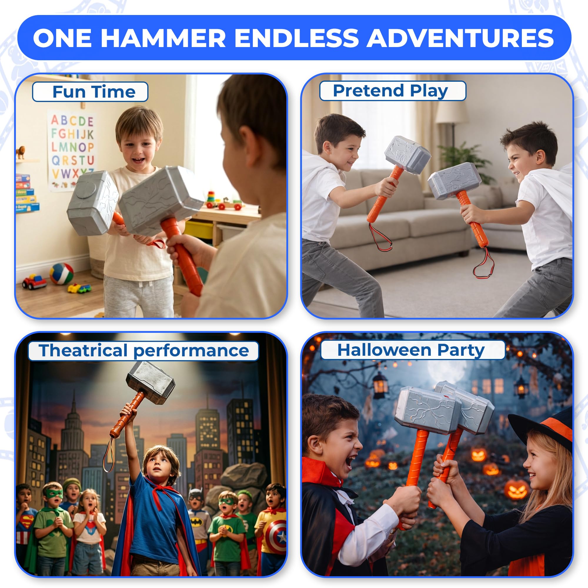 Ratna's Thunder Hammer Toy for Kids, Plastic, Light Weight, a Pretend Play Toy Weapon for Boys, Kids 2