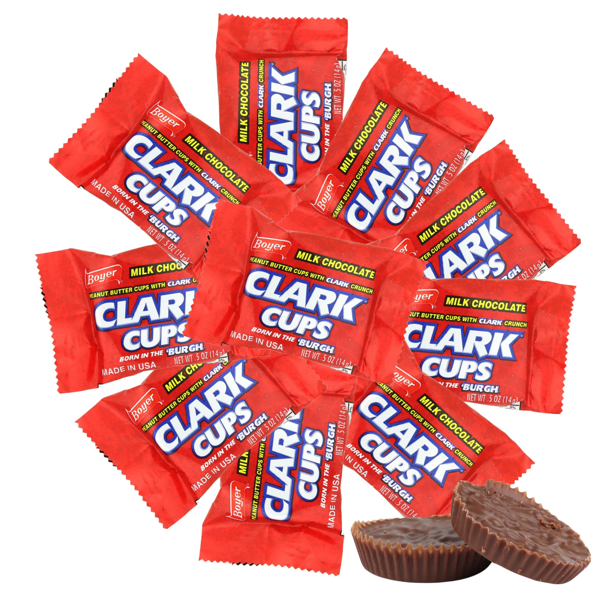 Sweetzo - Boyer Clark Cups, Milk Chocolate Peanut Butter Candies, Individually Wrapped Pieces, 0.5 Ounces Each (Pack of 10)