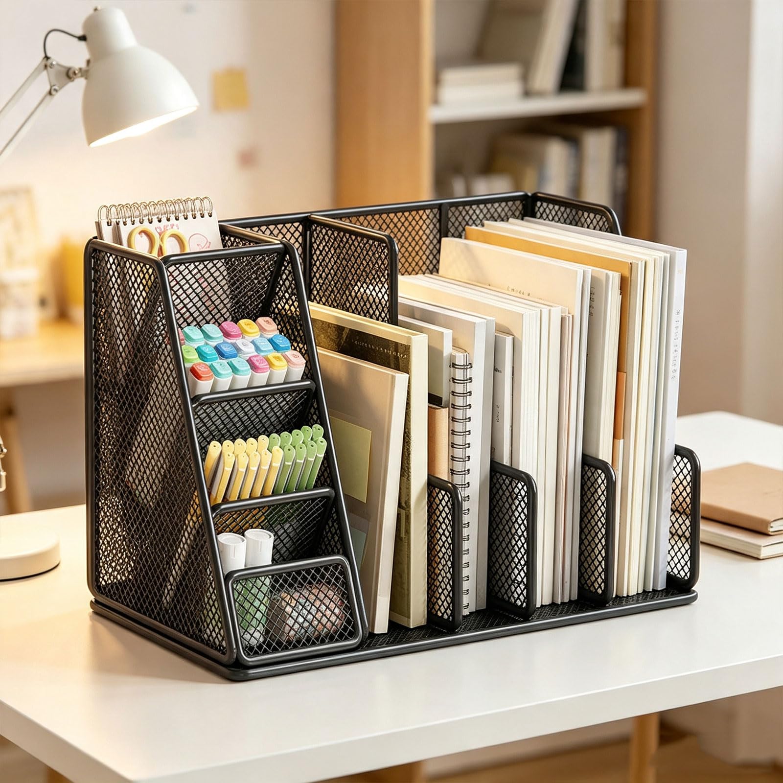 Schreibtisch Organizer, Aktensortierer aus Metallgeflecht, L