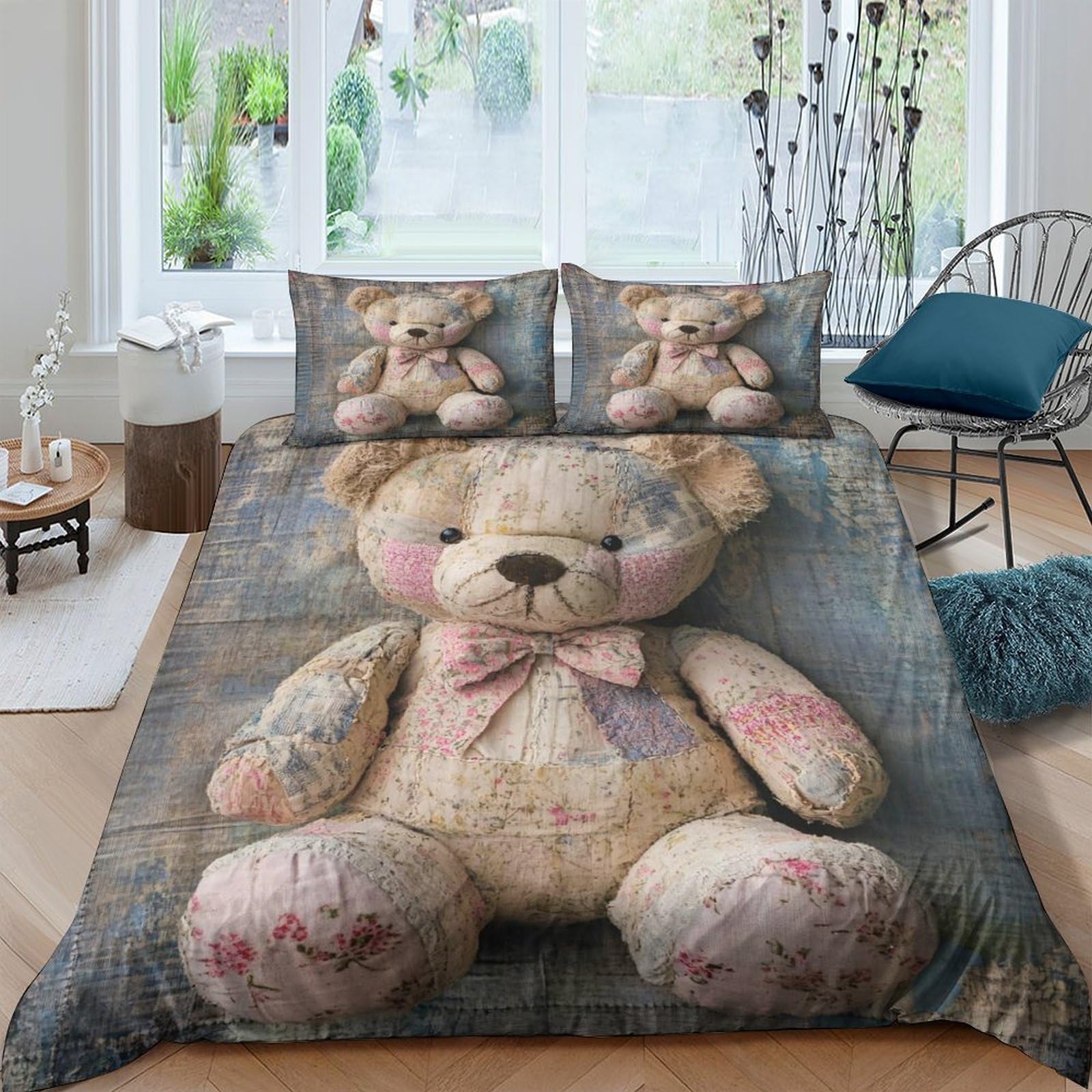 Parure de lit ours en peluche 3D durable pour lit single