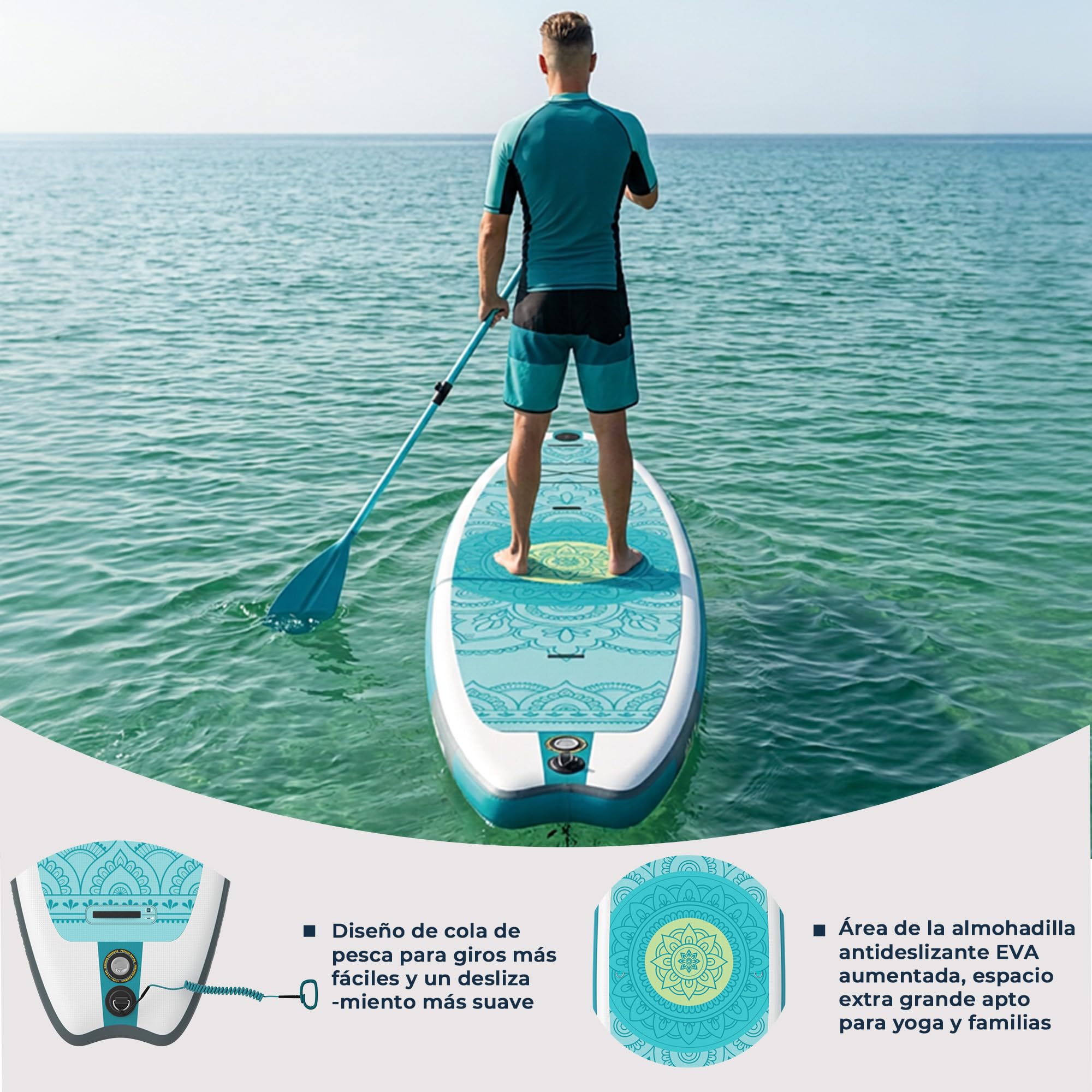 Devoko Tabla Paddle Surf Hinchable 330cm 2 en 1 con Kayak Hinchable Plazas y Accesorios hasta 130kg para Surf, Pesca, Yoga