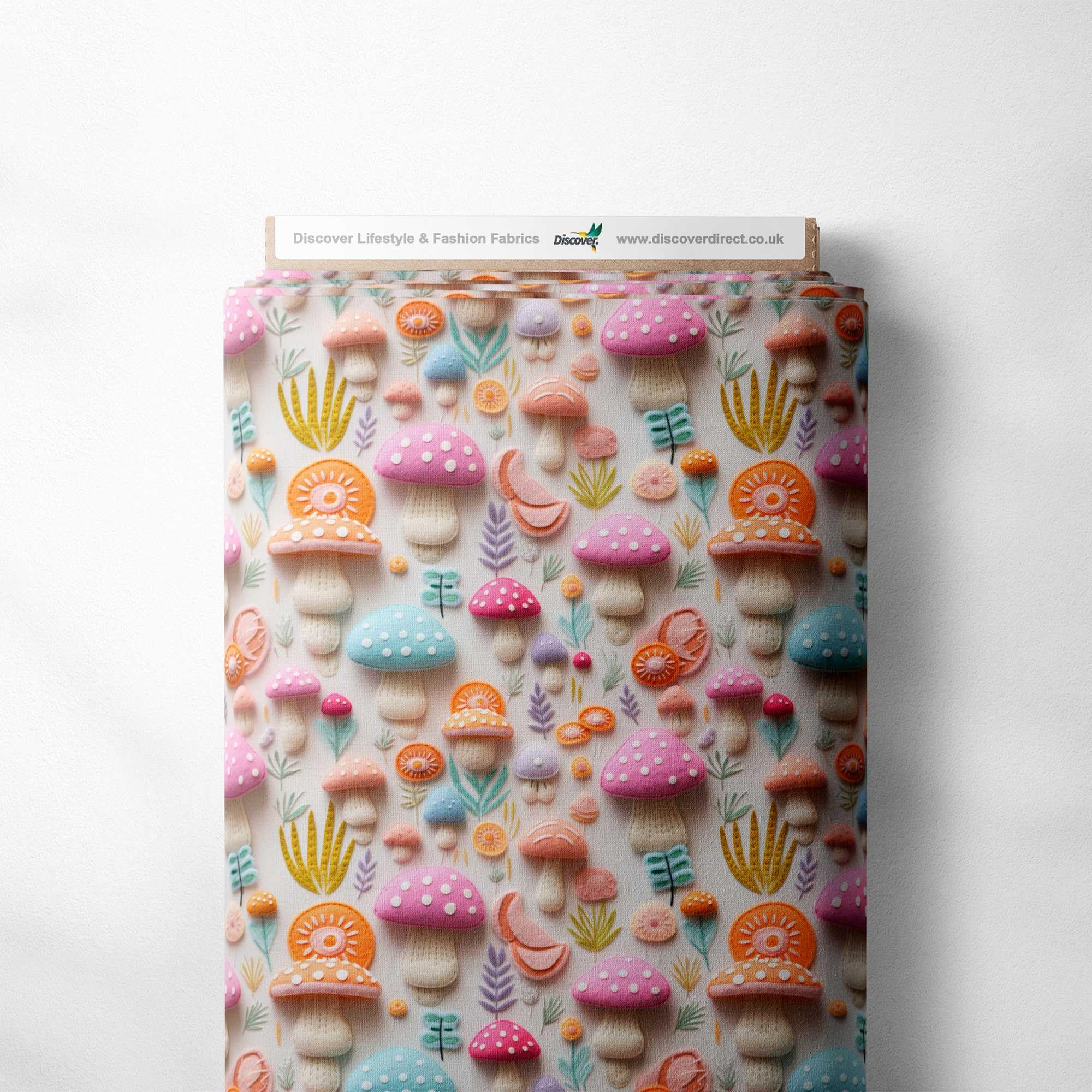 100% Cotton 3D Digital Effect Printed Visual Pattern Novelty Quilting Craft Dress Quality Sewing Fabric Material | 40 Designs | 55" - 140 cm Wide (per Half Metre, Felt Toadstalls)