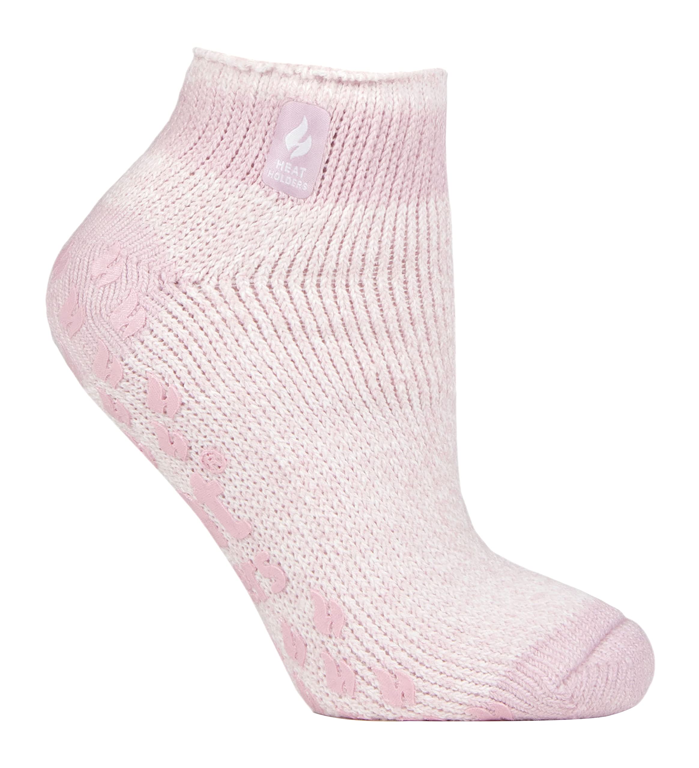 Heat Holders Women's Dusted Pink Pisa - Low Cut Ankle Slipper Socks With Non Slip Rubber Sole (4-7, Dusted Pink (Pisa))