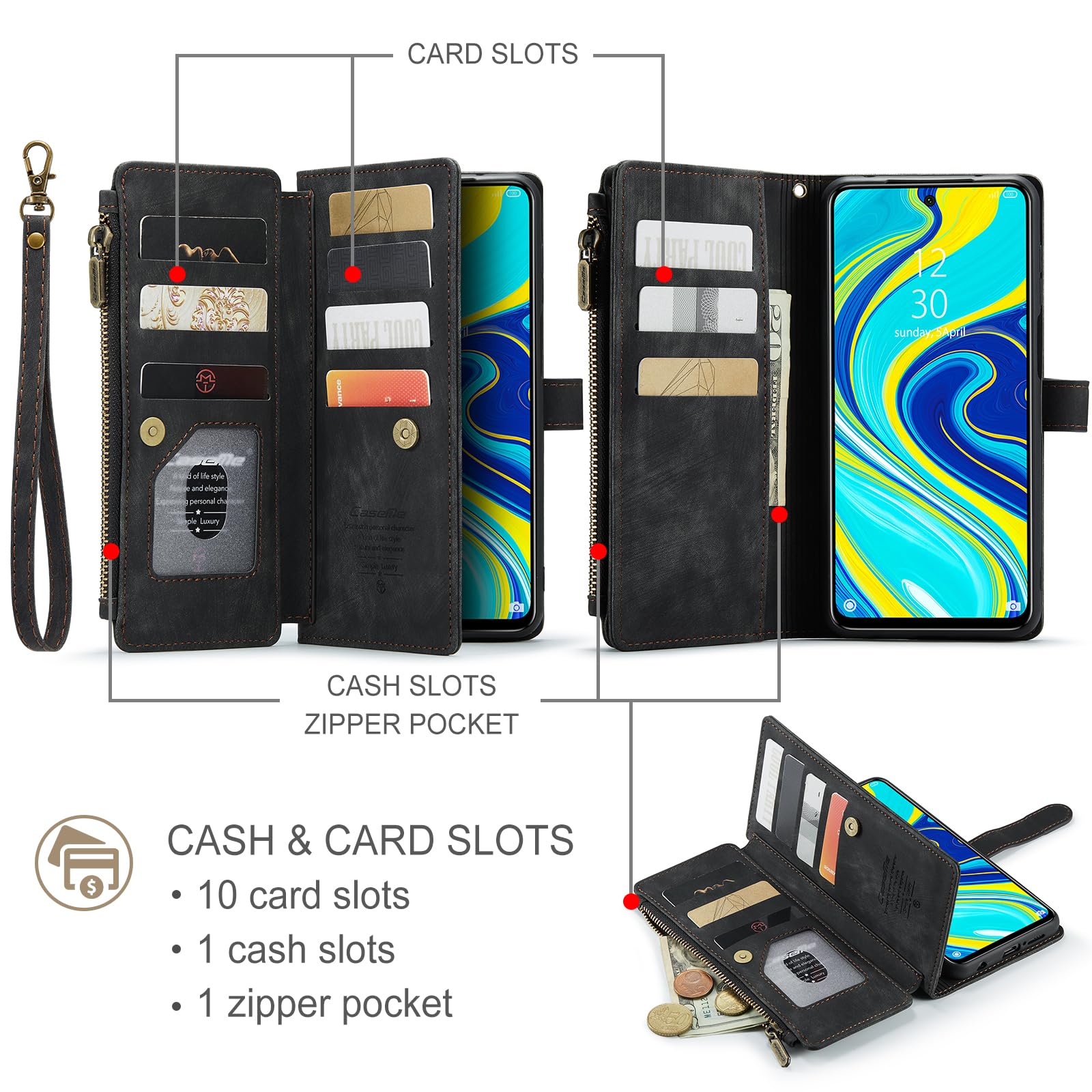 OKZone Cover per Xiaomi Redmi Note 9 5G/ Note 9T, Custodia Flip Pelle Portafoglio Magnetica Libro con Slot Schede, Slim Silicone TPU Bumper Wallet Supporto Case, Antiurto Cover (Blu
