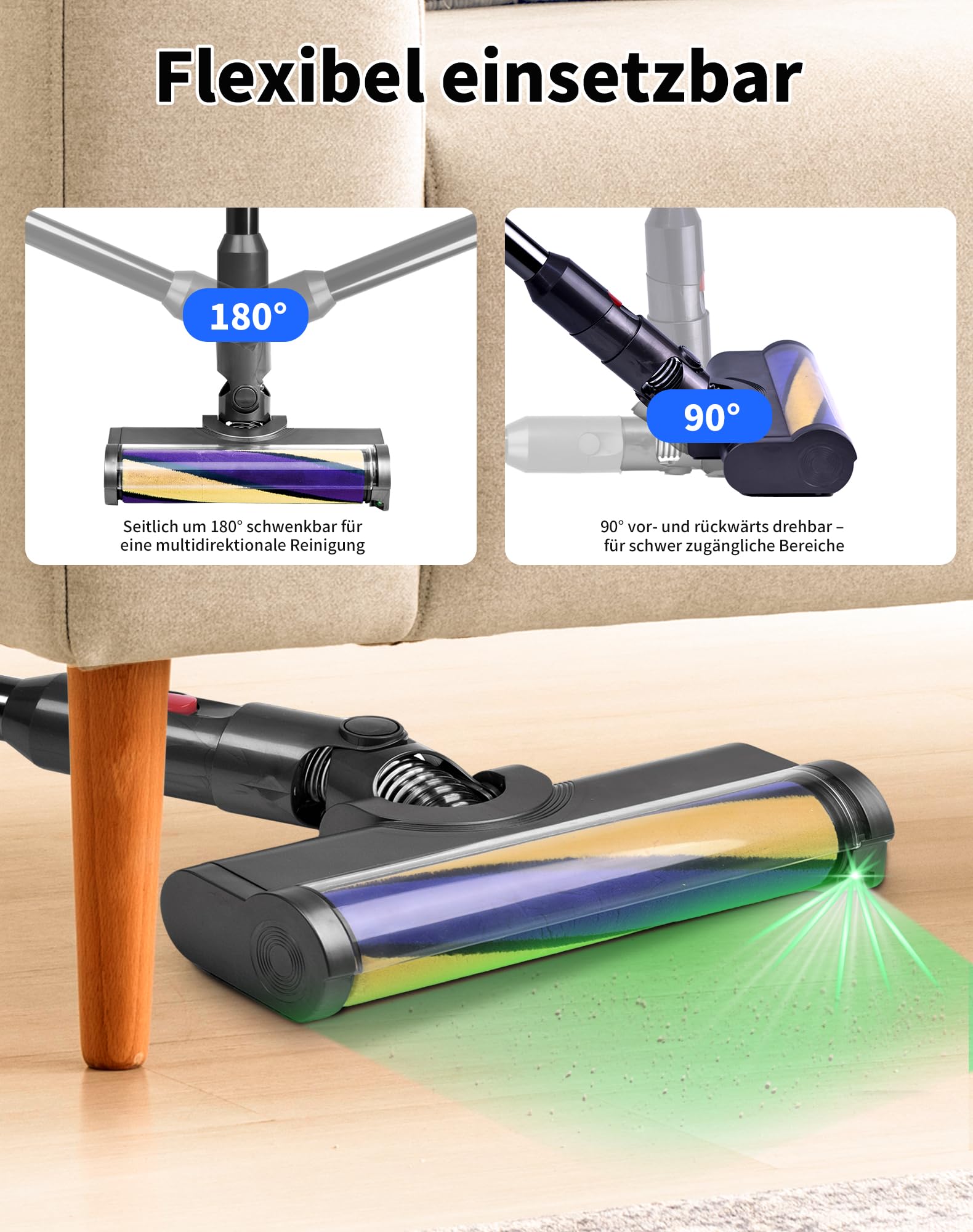 LED Bürste Bodendüse für Dyson V12 Detect Slim Ersatzteile Ersatzbürste Staubsauger Softwalze Zubehör mit Staubanzeige für Hartböden