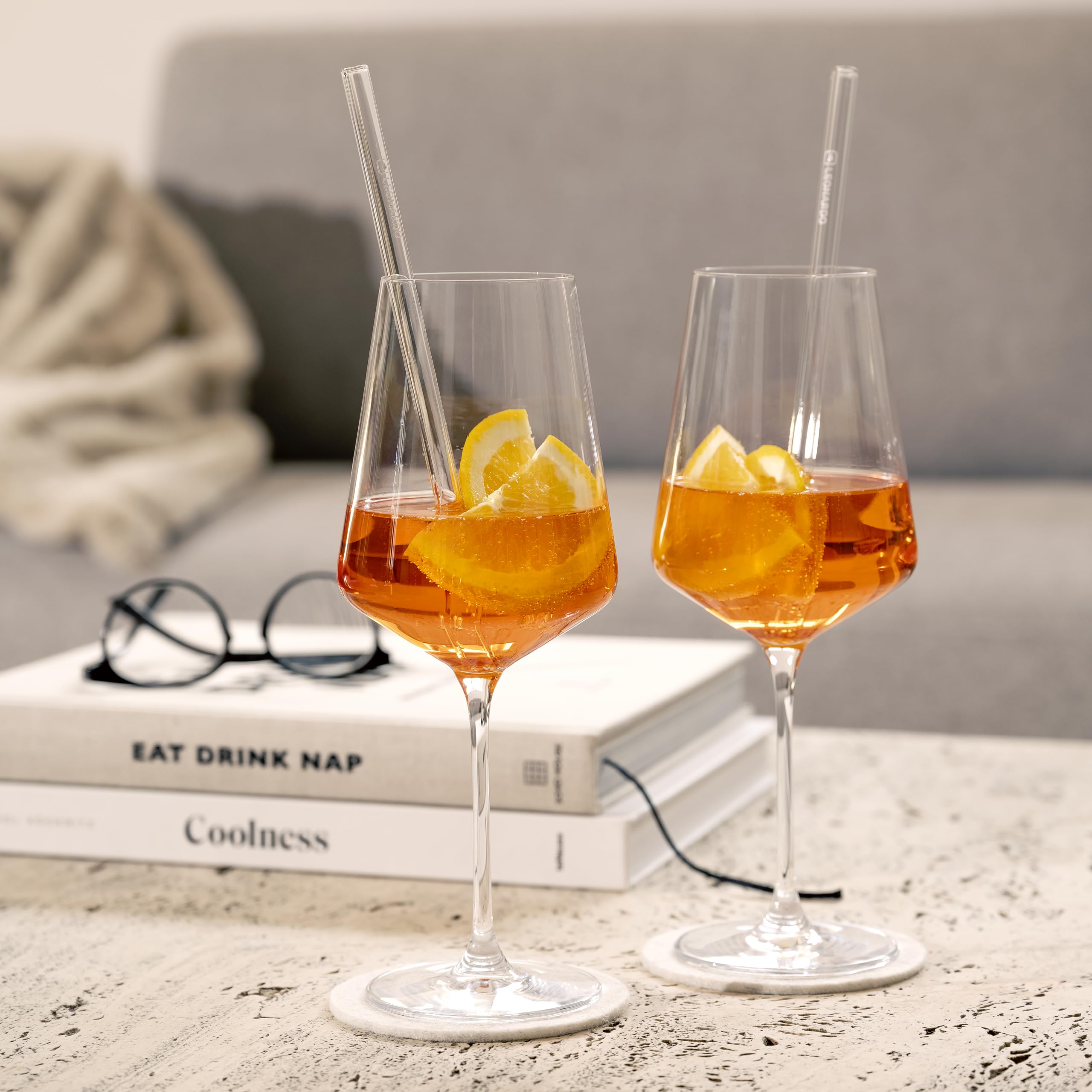 Verres à vin blanc Leonardo Puccini, lot de 6, verres à vin lavables au lave-vaisselle, gobelet avec tige étirée, set de verres à vin, 560 ml, 014789, transparent