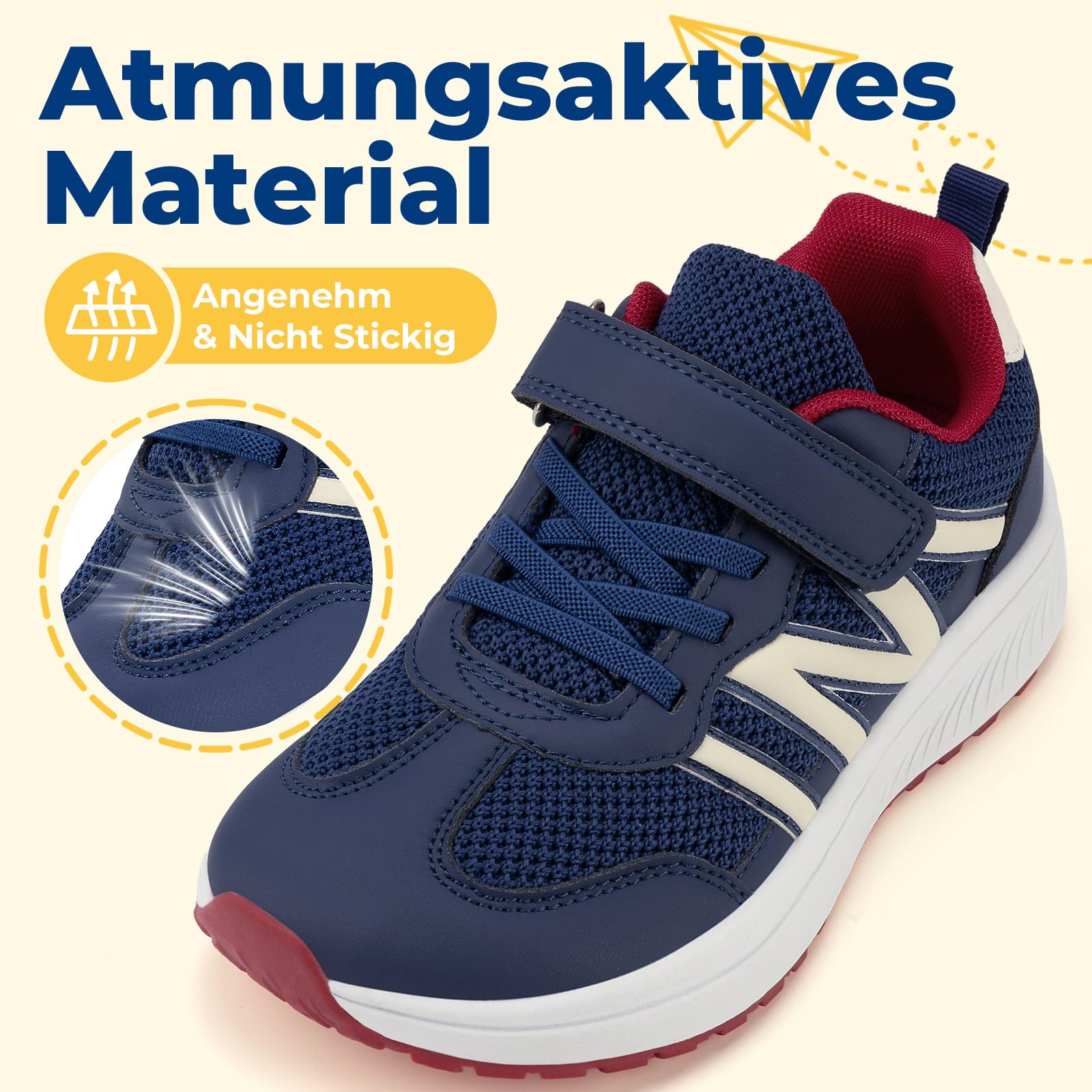 Kinder Turnschuhe mit breiter Zehenbox, rutschfeste Sneaker für Jungen Mädchen Gr.26-36 EU