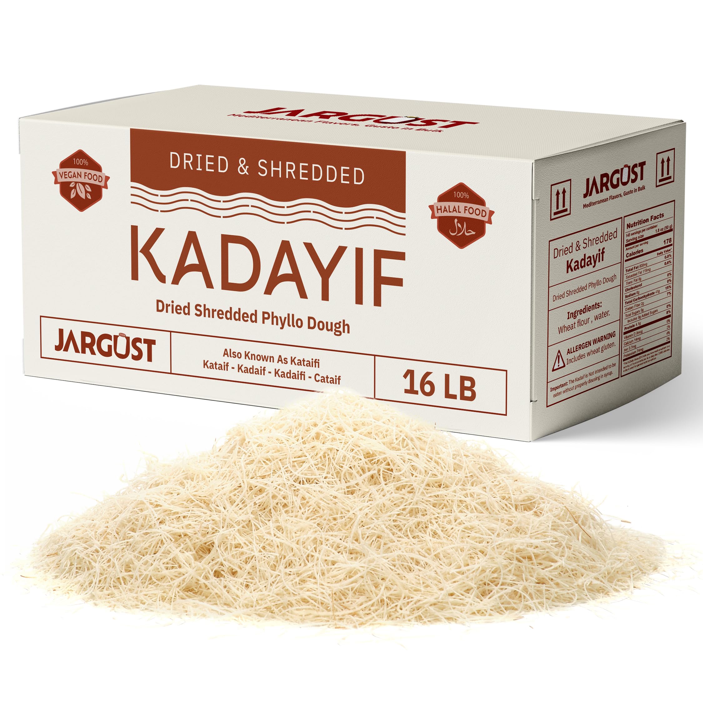 Bulk Dried & Shredded Kataifi 16lb, Shredded Fillo Dough, Pastry Dough, Chopped Katayif, Ingredient for The Viral Dubai Pistachio Chocolate Bar,