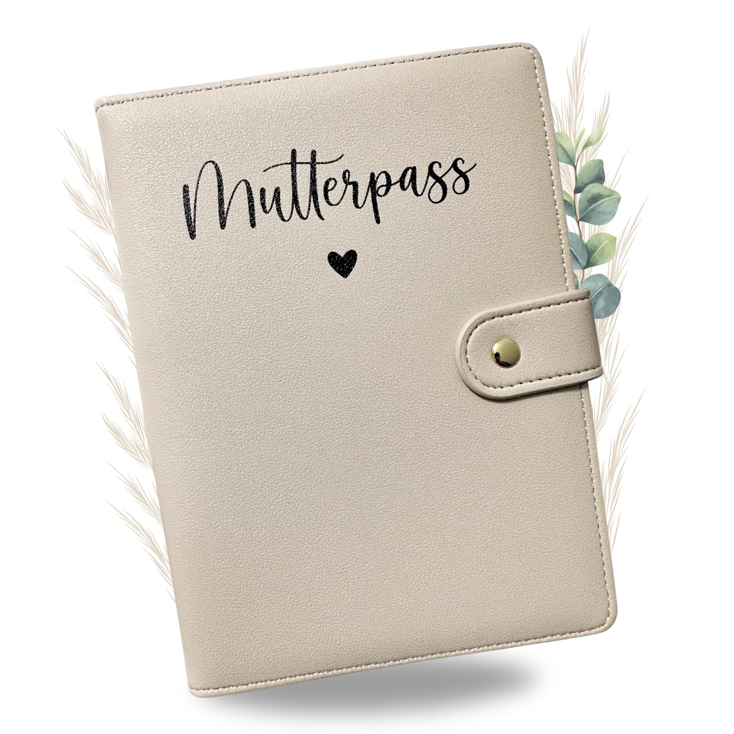 Premium Mutterpasshülle aus Kunstleder für deutschen Mutterpass - mit Fächer für Ultraschallbild, Impfpass, Versichertenkarte - hochwertige Mutterpass Schutzhülle