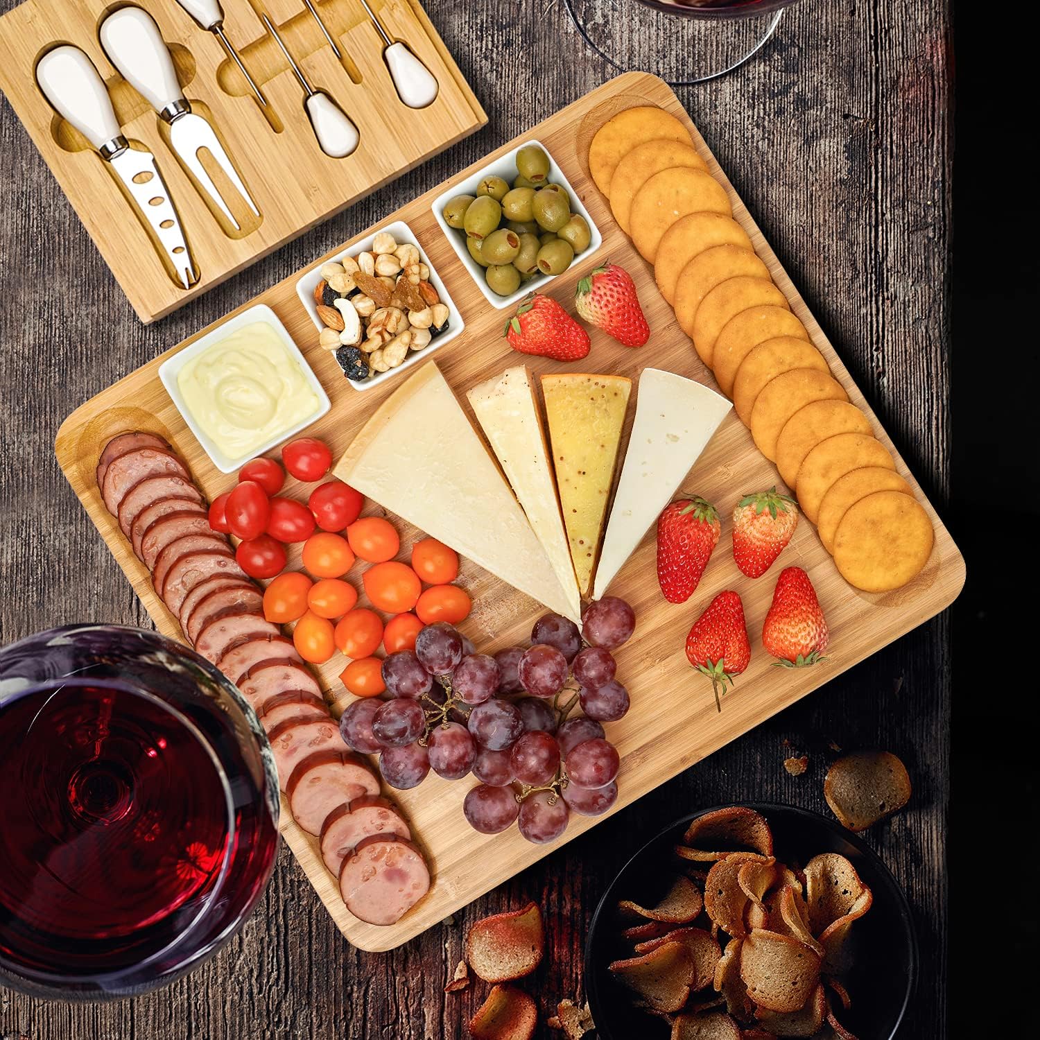 Super Sale 🛒 Cheese Board and Knife Set, Bamboo Charcuterie Boards Large Extra Meat Charcuttery Platter Serving Tray for Housewarming Thanksgiving Personalized Holiday Christmas Birthday Wedding Party Gifts Ideas Get Cheap Price Cheese Board and Knife Set, Bamboo Charcuterie Boards Large Extra Meat Charcuttery Platter Serving Tray for Housewarming Thanksgiving Personalized Holiday Christmas Birthday Wedding Party Gifts Ideas