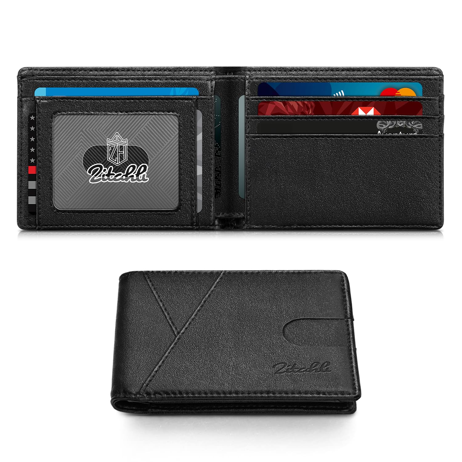 Zitahli Bifold Wallets for Men, Slim RFID Leather Card Holder Cash Pocket | Minimalist Front Pocket Design, Holds 11 Cards, RFID Protection, Gifts for Men on Birthdays, Father’s Day, and Christmas