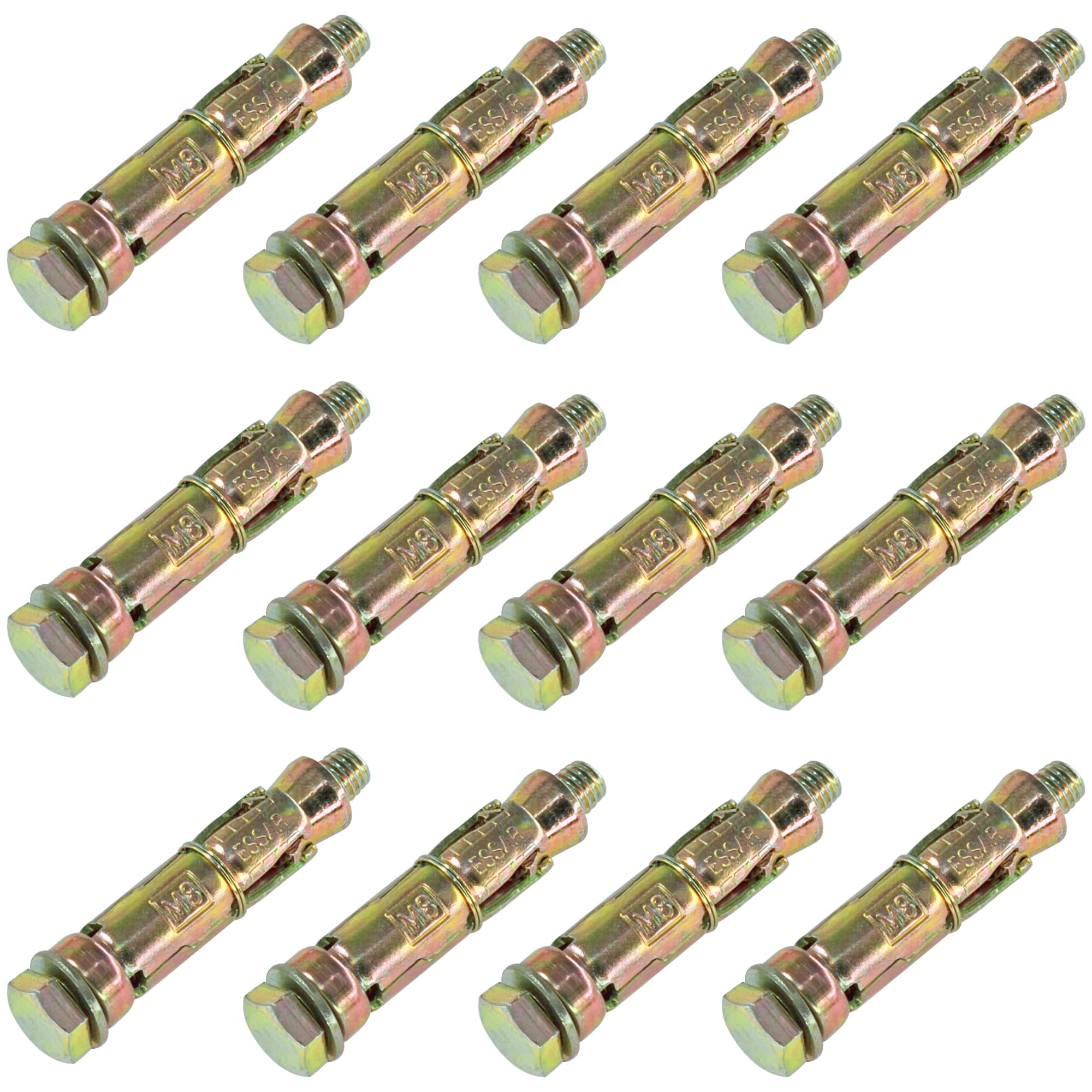 Lot de 12 boulons à expansion robustes (M8)