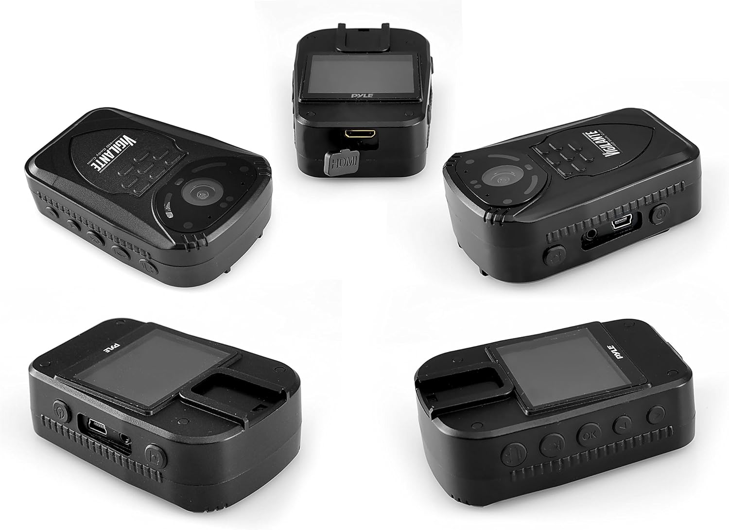 Pyle Wireless Camera, Compact Security Wireless Cams, Audio Video Recording, Night Vision, Rechargeable Batteries, Memory 16GB LCD Display, Splash Proof Water Resistant, Police Camera