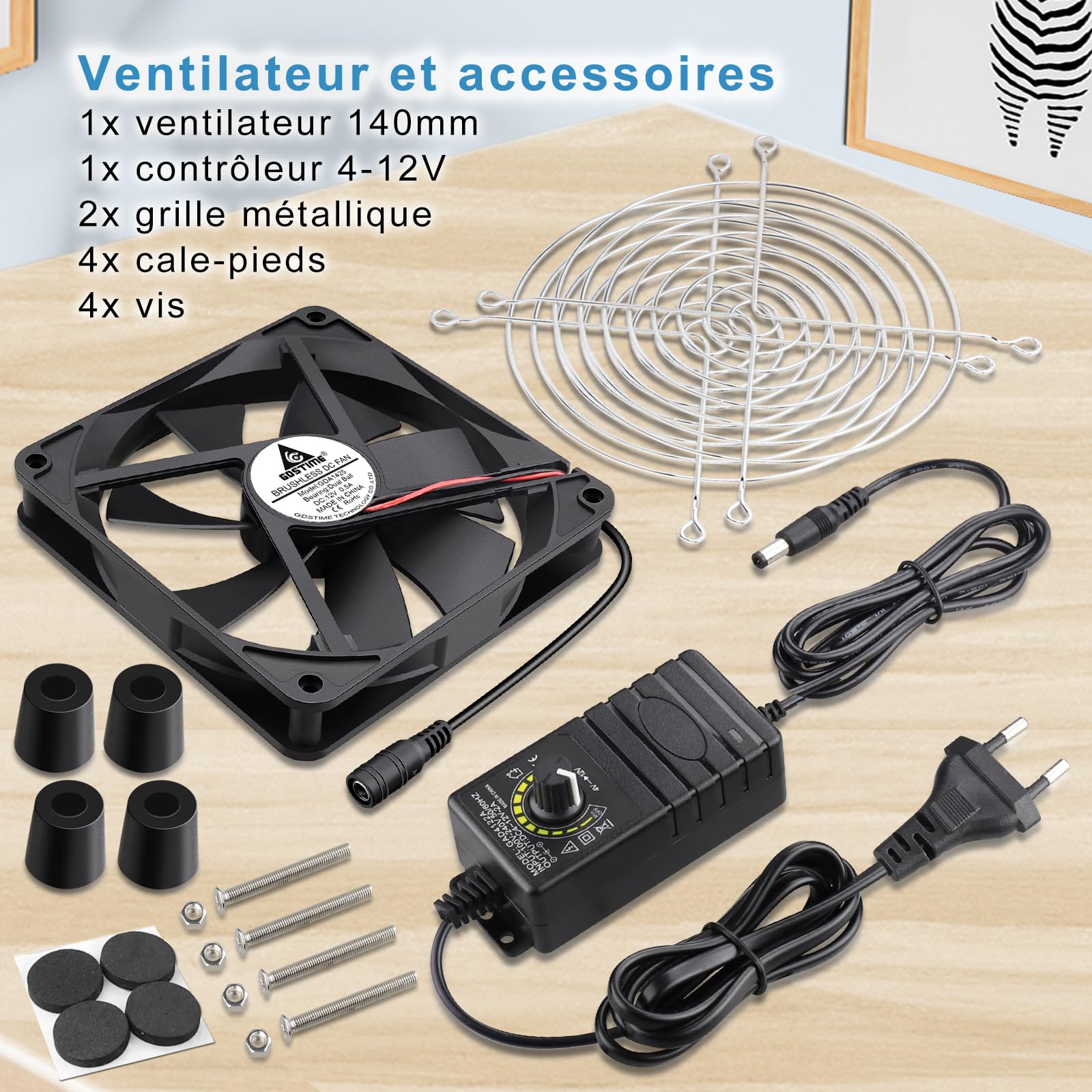 GDSTIME Lüfter, 140 mm, 220 V, PC, Lüfter, 140 x 25, Kugellager, verstellbar | Lüfter 220 V 140 mm Lüfter PC 140 x 140 x 25 Fan 230 V mit Geschwindigkeitsregler verstellbar für Router Möbel TV-Box