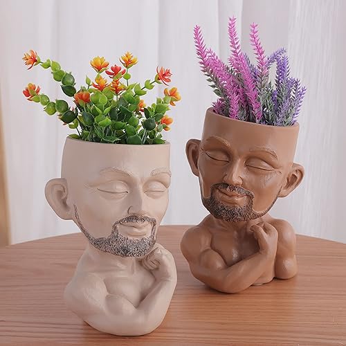 Miniatura 7 de COMODID Macetero para la cara, macetero para la cabeza, maceta con cabezas de mujer, maceta con caras de niña, macetas decorativas con estatua