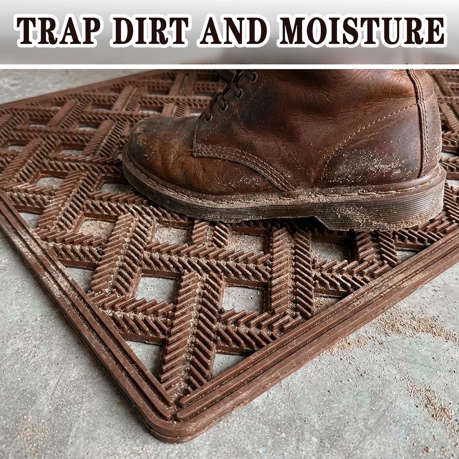 Bulijojo Front Door Mat with Drainage,24x36 Rubber Heavy Duty Dirt Trapper Waterproof Welcome Mat, All Weather for Front Back Door Patio Entryway Brown