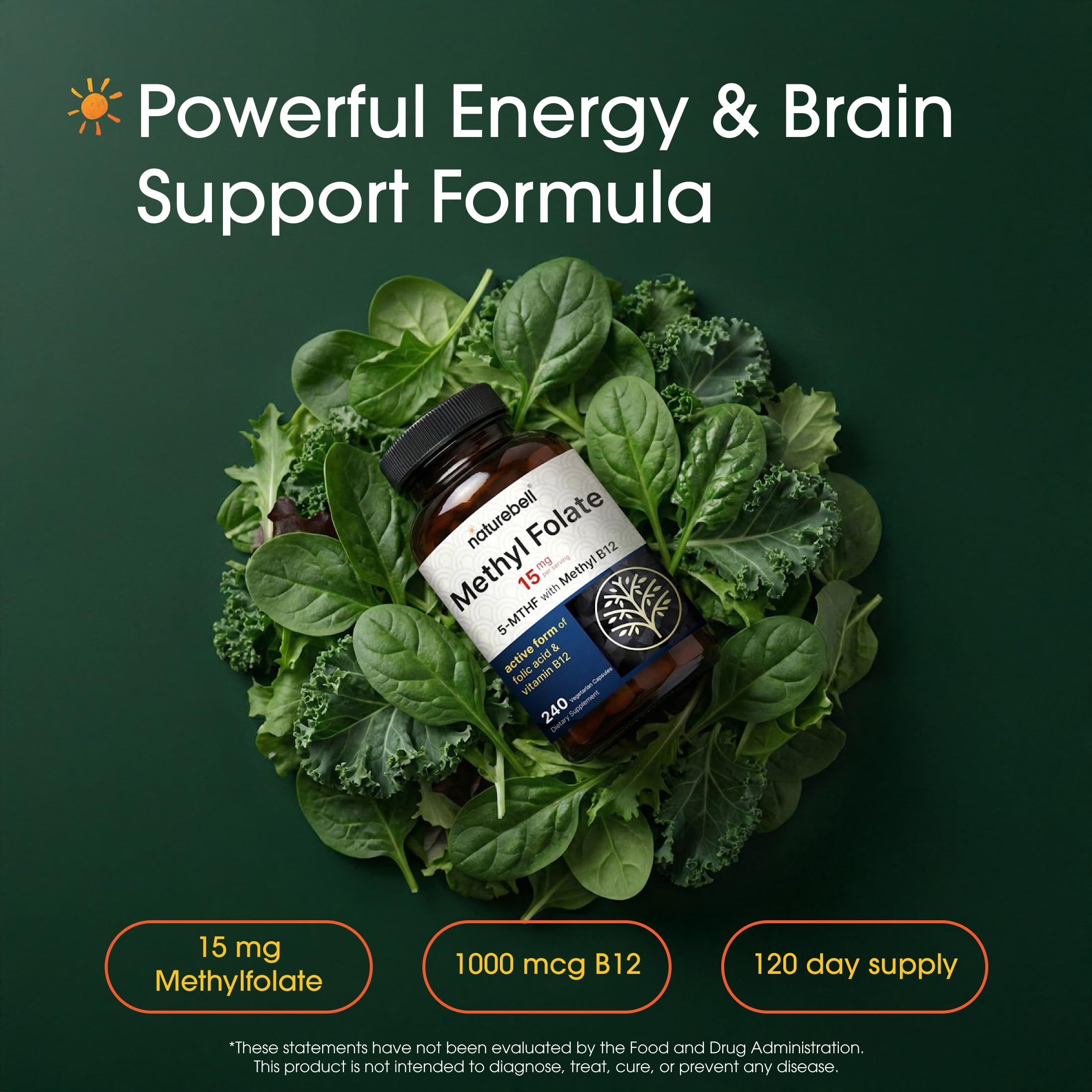 NatureBell Methyl Folate 15mg, 240 Capsules — Amazon image 2