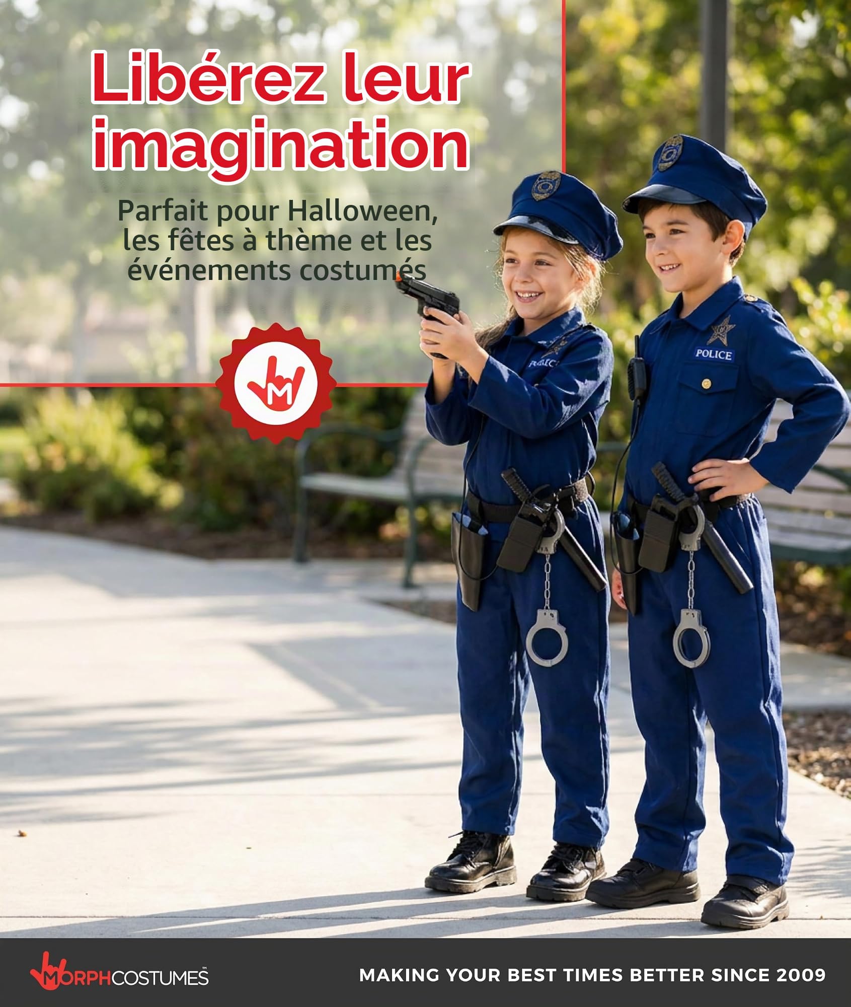 Morph Costume Policier Enfant, Deguisement Halloween Enfant