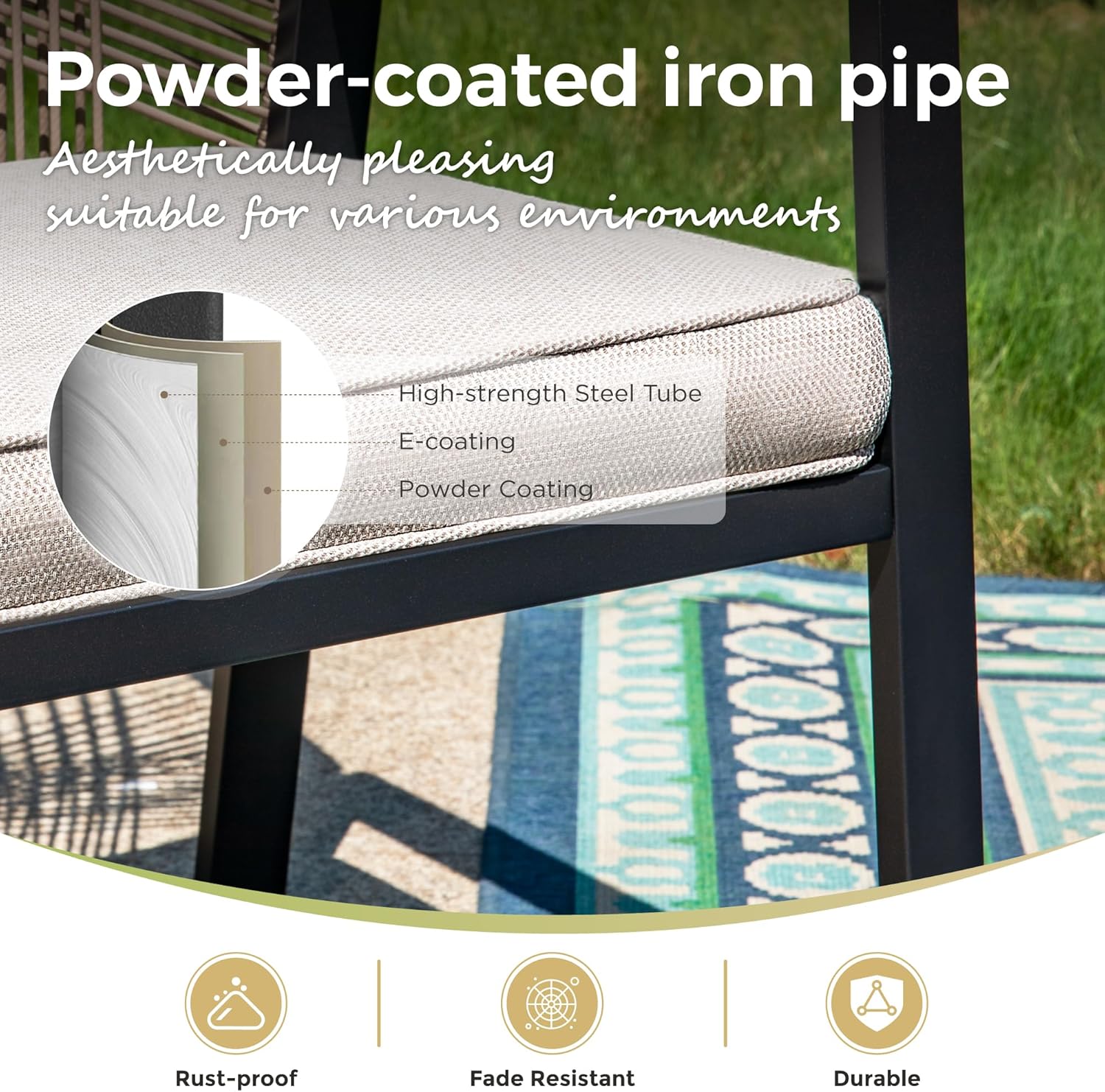 MIXPATIO 9 Pieces Outdoor Dining Set for 8, Patio Dining Set Wicker Rattan Chairs with 3.1" Cushion and Rectangular Table with Umbrella Hole, Wicker Patio Table and Chairs for Backyard Porch