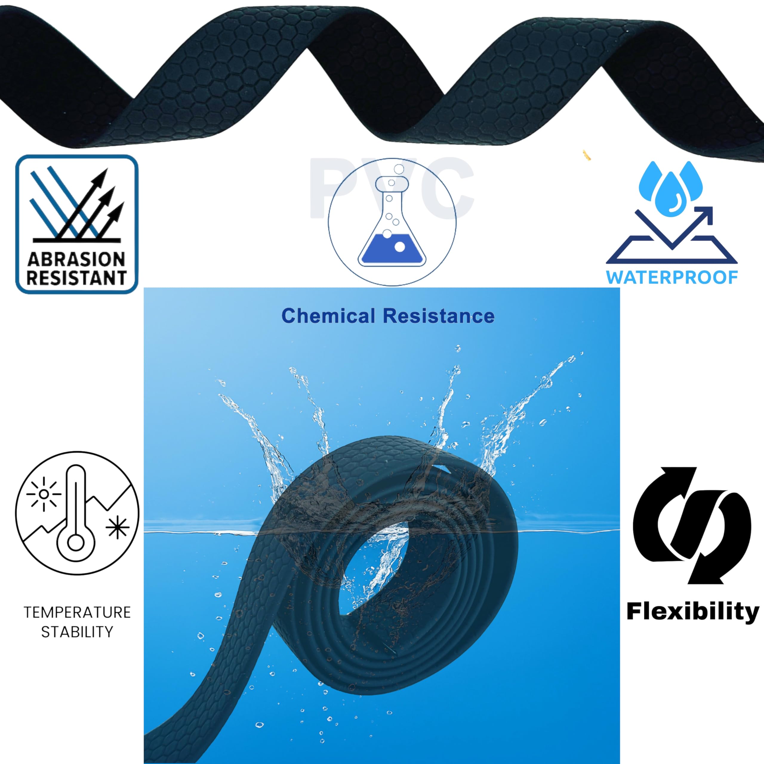 Correa para Perro Manos Libres, Impermeable, Hecha en España, Hebilla de Aluminio, Cinta Recubierta de PVC, Ajustable para Perros Pequeños, Medianos y Grandes. Negro. 2cm * (125cm-225cm).