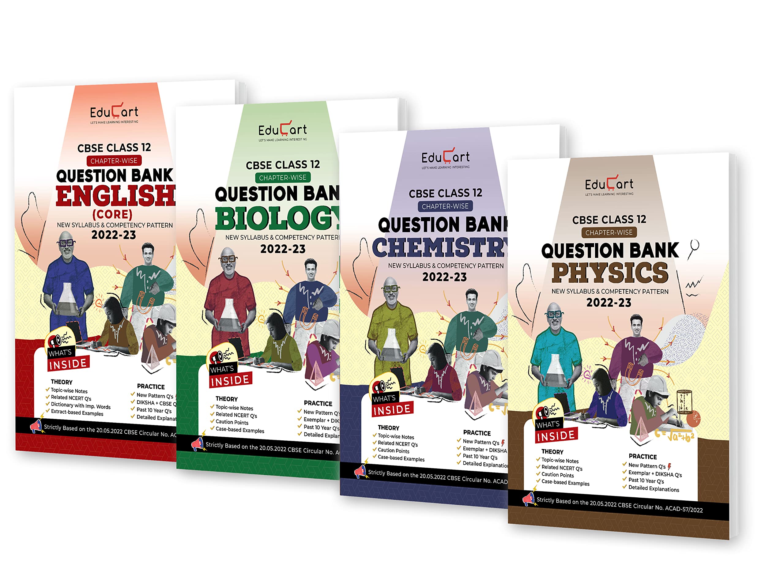 Educart CBSE Class 12 Bundle - Physics, Chemistry, Biology & English Core Question Banks 2022 (Based on new Sample Paper pattern of 16th Sep 2022) Product Bundle – 25 July 2022