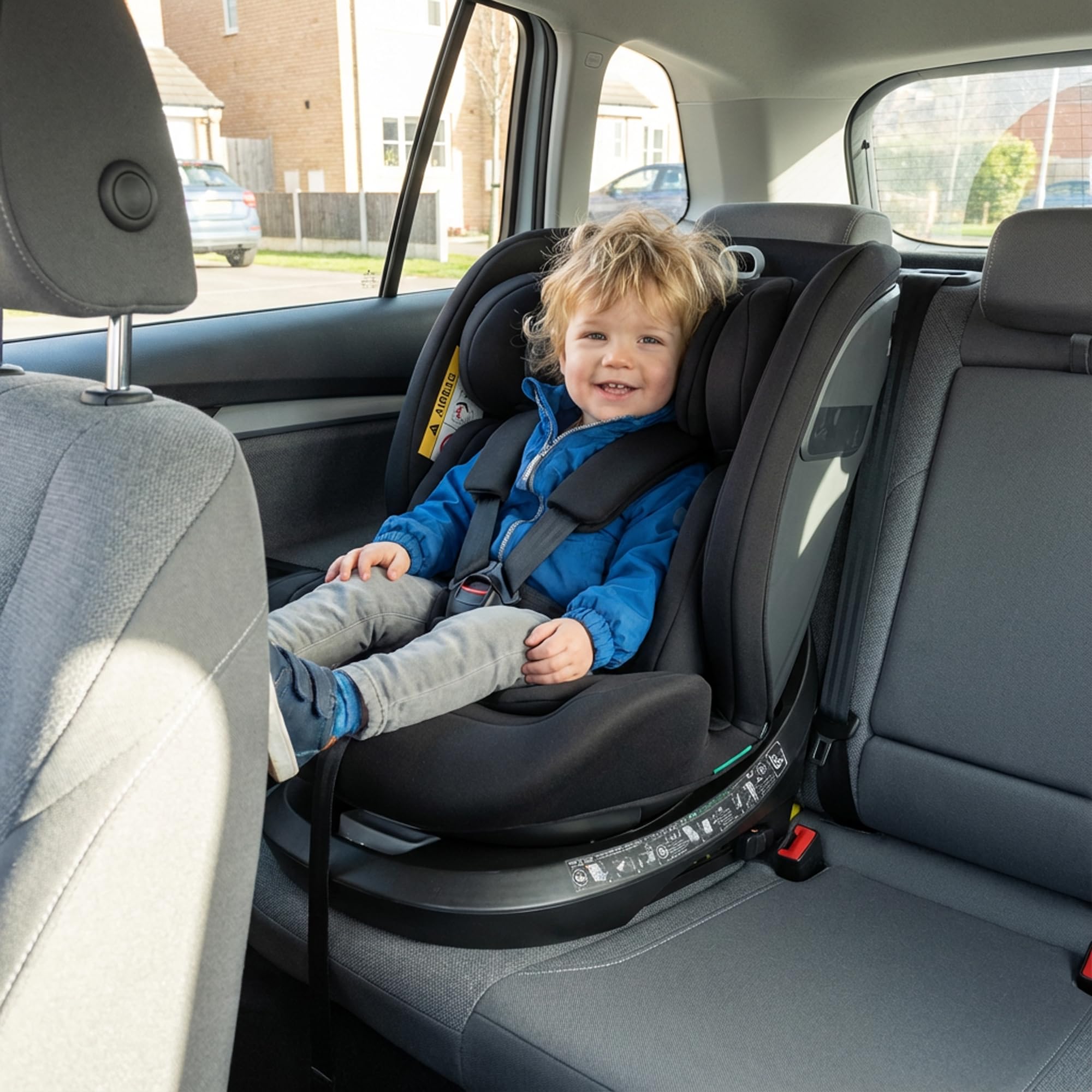 Deryan Cassie i-Size Kindersitz 40-150 cm - Gruppe 0+/1/2/3, Drehbarer Autositz 360°, 0-12 Jahre (0-36 kg), Isofix, Gurtbefestigung, Seitenaufprallschutz, Verstellbare Kopfstütze (Schwarz)