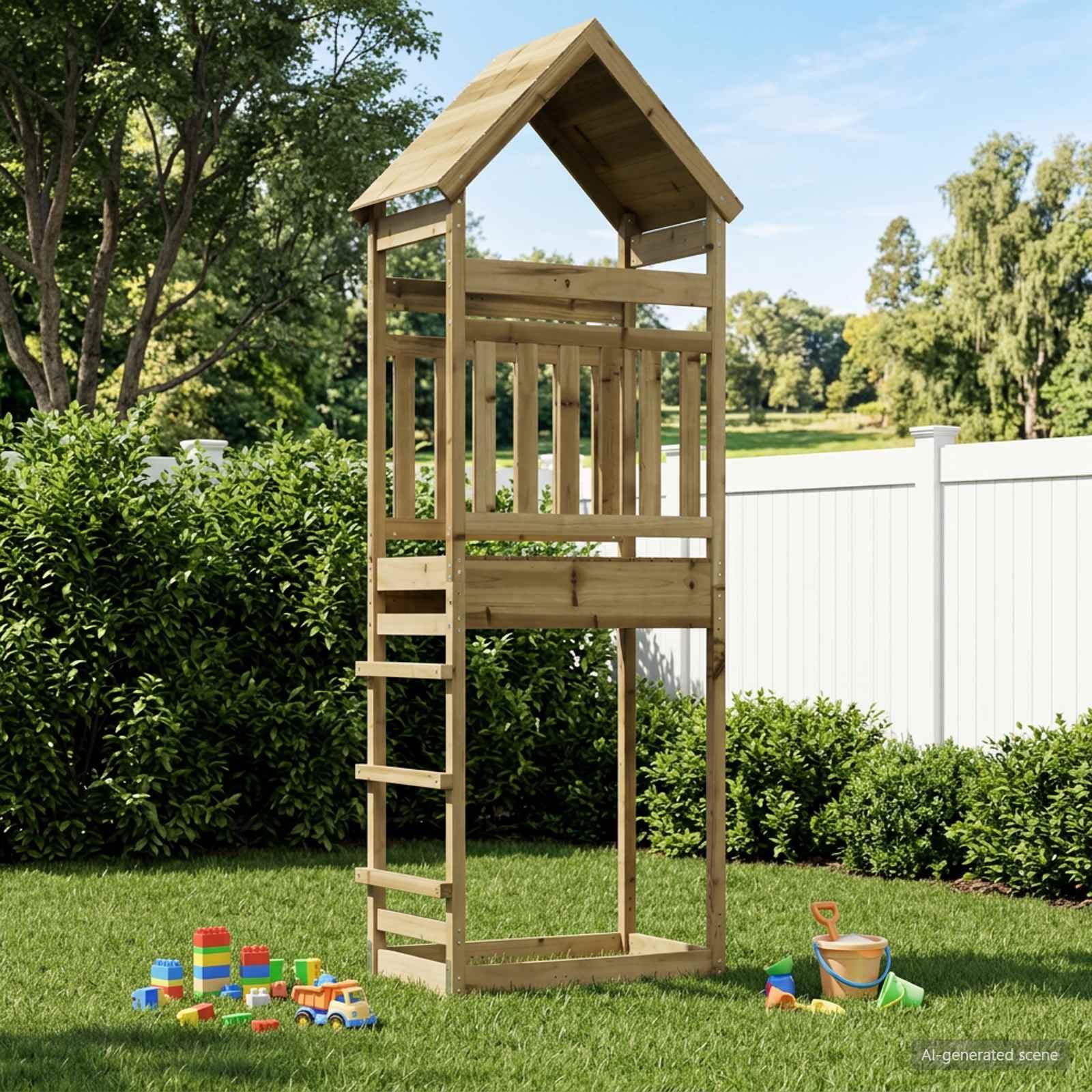 Torre Gioco Legno Naturale Pino Impregnato Solido