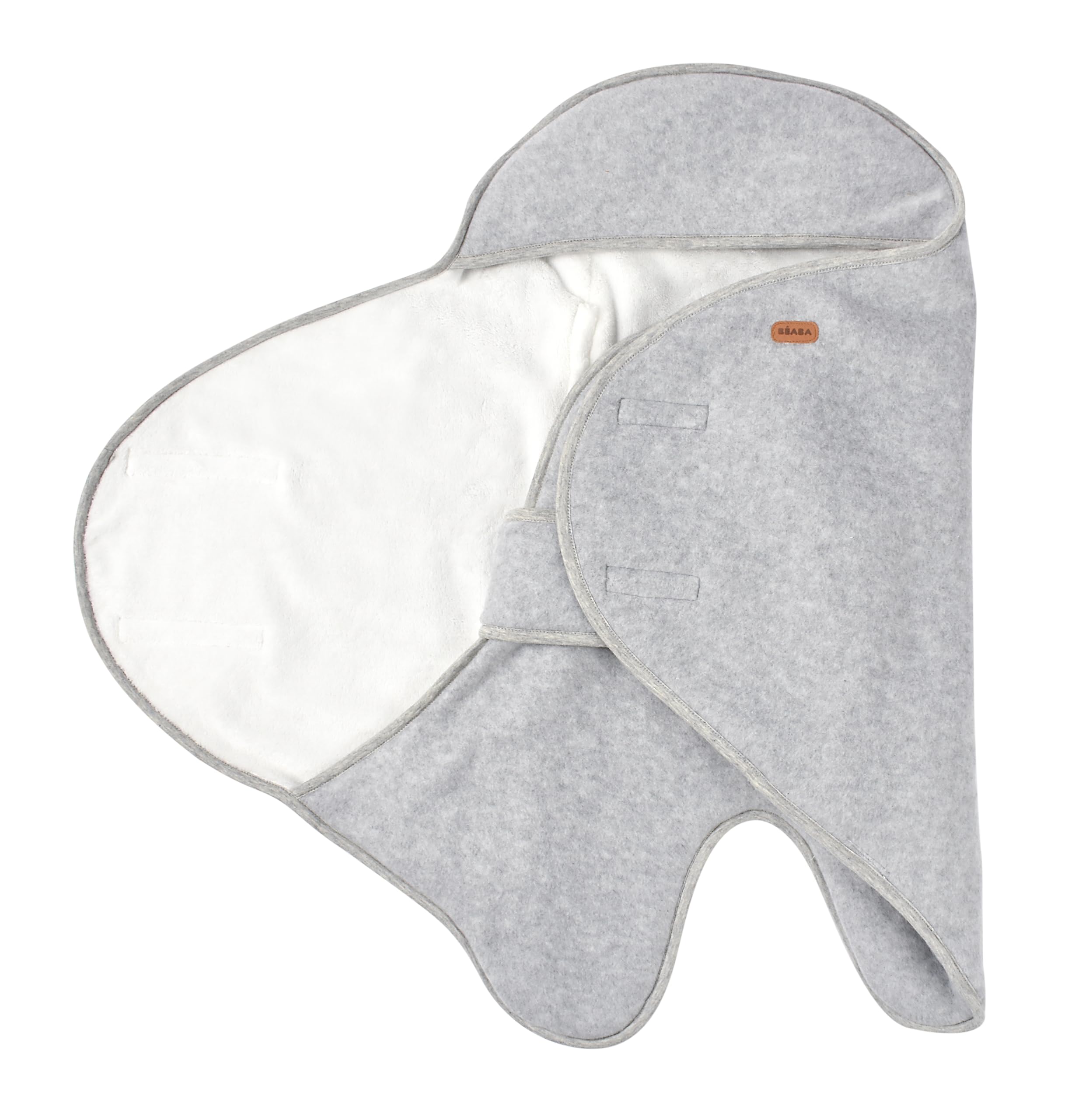 BÉABA, Babynomade Doppio Pile Polare, Coperta Invernale per Neonati, Compatibile con Seggiolino Auto/Pram/Sat, Morbida, Calda, Idrorepellente, Traspirante, Passaggio Imbracatura,Grigio/Bianco,0-6 Mesi