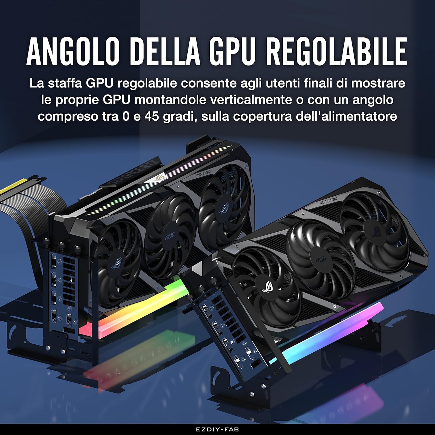 EZDIY-FAB Supporto per GPU PCIe 4.0 per Schede Grafiche,Regolazione Multi-Angolo con Modulo LED ARGB 5V 3Pin,Kit di Supporto VGA per Schede Video con Cavo Riser PCIe 4.0 X16 Gen4 17cm/6.69in-Nero EZDIY-FAB Supporto per GPU PCIe 4.0 per Schede Grafiche,Regolazione Multi-Angolo con Modulo LED ARGB 5V 3Pin,Kit di Supporto VGA per Schede Video con Cavo Riser PCIe 4.0 X16 Gen4 17cm/6.69in-Nero
