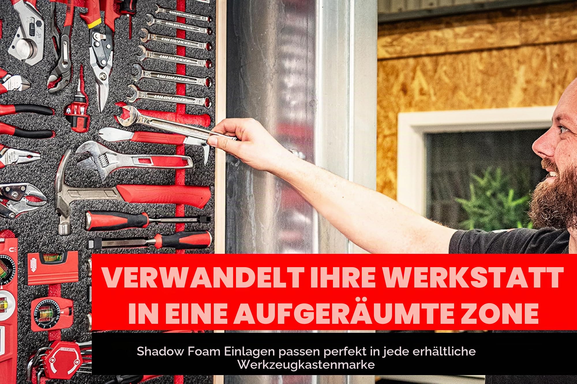 Shadow Foam Milwaukee Packout Organizer [Doppelpack] Schaumstoff für Milwaukee Packout Modular Systeme | Ideal für Lean, 5S, Kaizen & Custom Organizer (50mm, Rot)