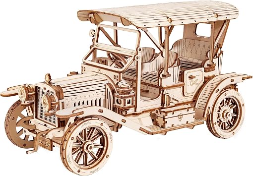 ROKR 3D Wooden Puzzle Model Car Kits to Build for Adults, 115 Scale Vintage Car Model Building Kit 298pcs Wood Craft Hobby Gift for Teens Men Women Christmas