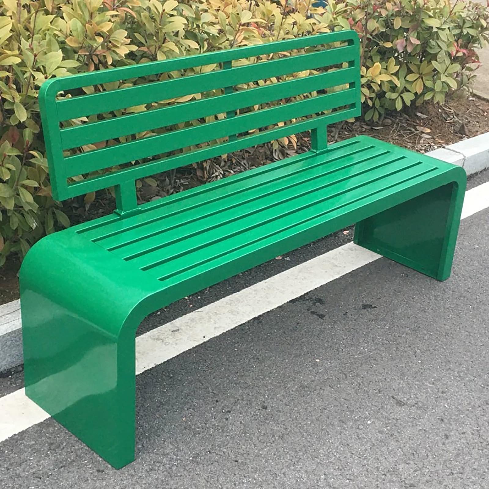 Banc de jardin d'extérieur vert 39'' en acier avec dossier grand confort