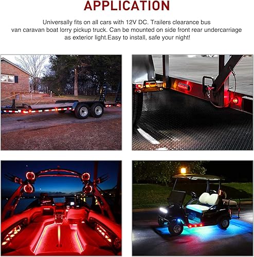 Miniatura 6 de Nilight - TL-04 juego de 10 luces LED redondas de 3/4 de pulgada, miniluces LED redondas, luces LED de gálibo delanteras, traseras y laterales