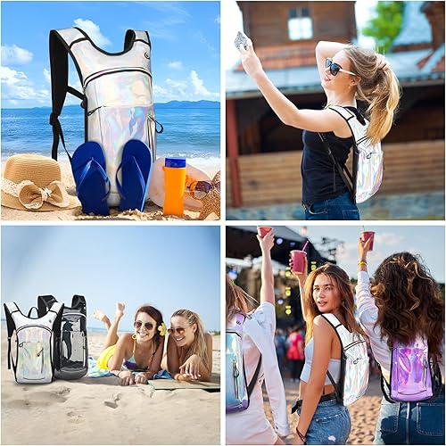 Miniatura 7 de Mochila de hidratación, mochila de agua con vejiga de agua de 2 L, paquete de hidratación esencial para festivales y rave, aislamiento ligero