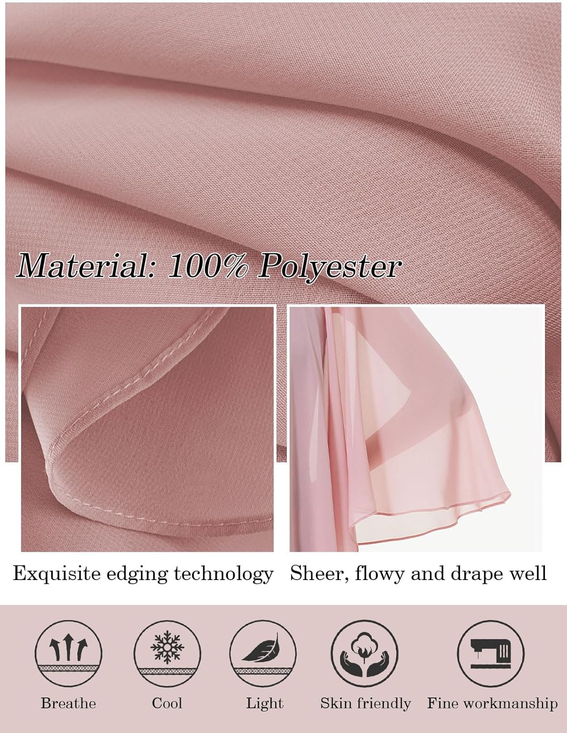 BEAUTELICATE Chiffon Shawl Bridal Wedding Wrap Long Evening Scarves Scarf - Image 4